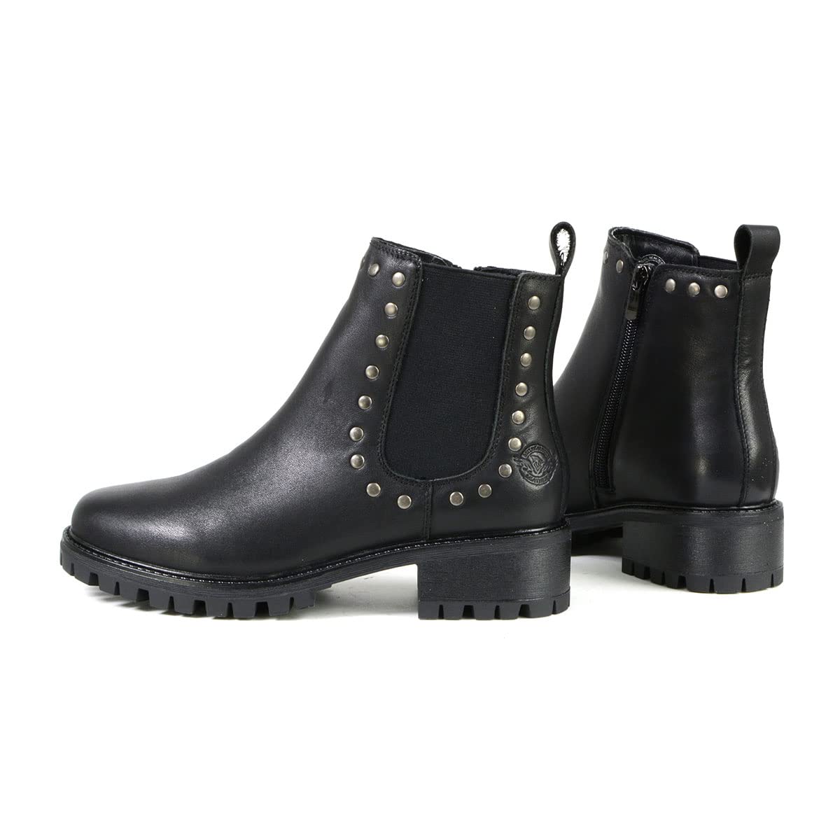 Milwaukee MBL9457 Women's Black Leather Ankle Boots with Rivets - Fashion Booties for Casual Wear & Night Out - Size 8