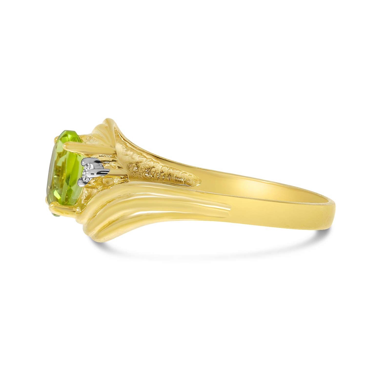 10K Yellow Gold Peridot and Diamond Ring for Women | Elegant Birthstone Jewelry Gift for Anniversary, Engagement, or Special Occasion