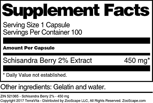 Premium Schisandra Berry Extract 450mg (100 Capsules) - 2% Schisandrins - Natural Adaptogen for Stress Relief & Immune Support - Perfect for Daily Wellness & Energy Boost