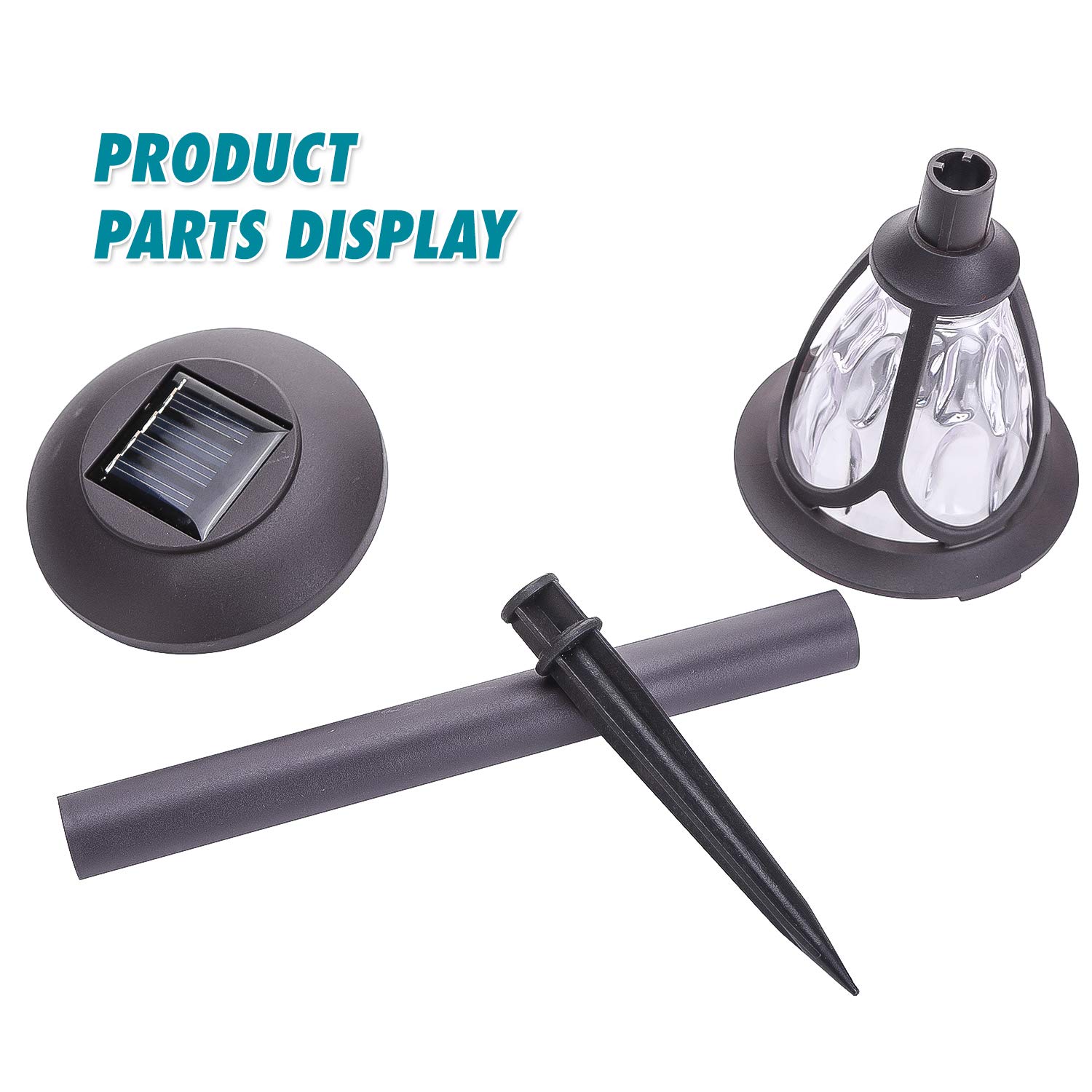 HECARIM 10 Pack Solar Lights Outdoor, Waterproof Solar Pathway Lights for Garden, Walkway, Lawn, Yard & Driveway - Solar Powered LED Landscape Lighting for Nighttime Safety & Decoration