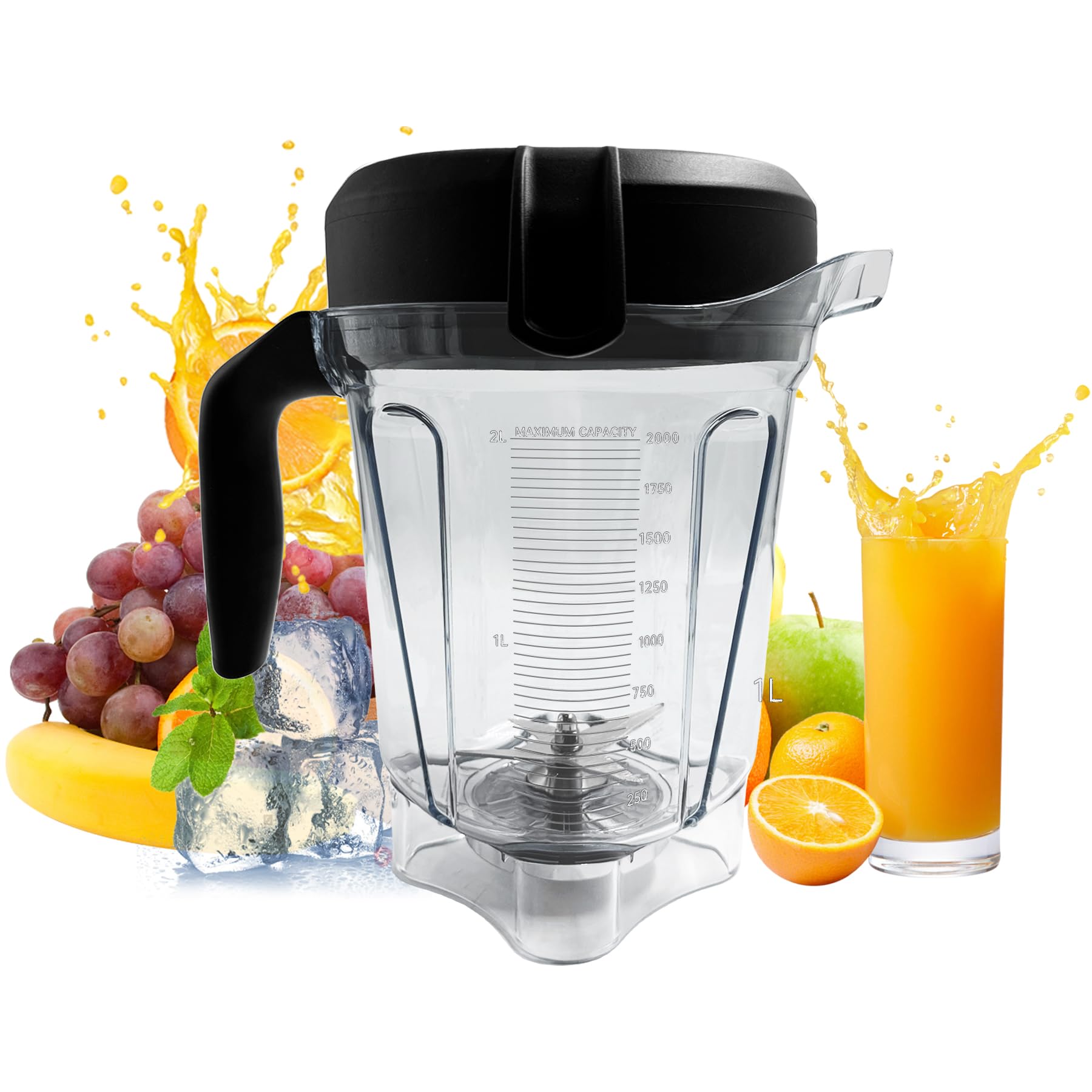 Vitamix 64oz Low-Profile Blender Pitcher Replacement - Compatible with Vitamix 750, 780, 5000, 5200, 6300, 7500, E320, Classic & Explorian Series (VM0101/VM0102/VM0103/VM0109) - 3-Year Warranty - Perfect for Smoothies, Soups & Nut Butters