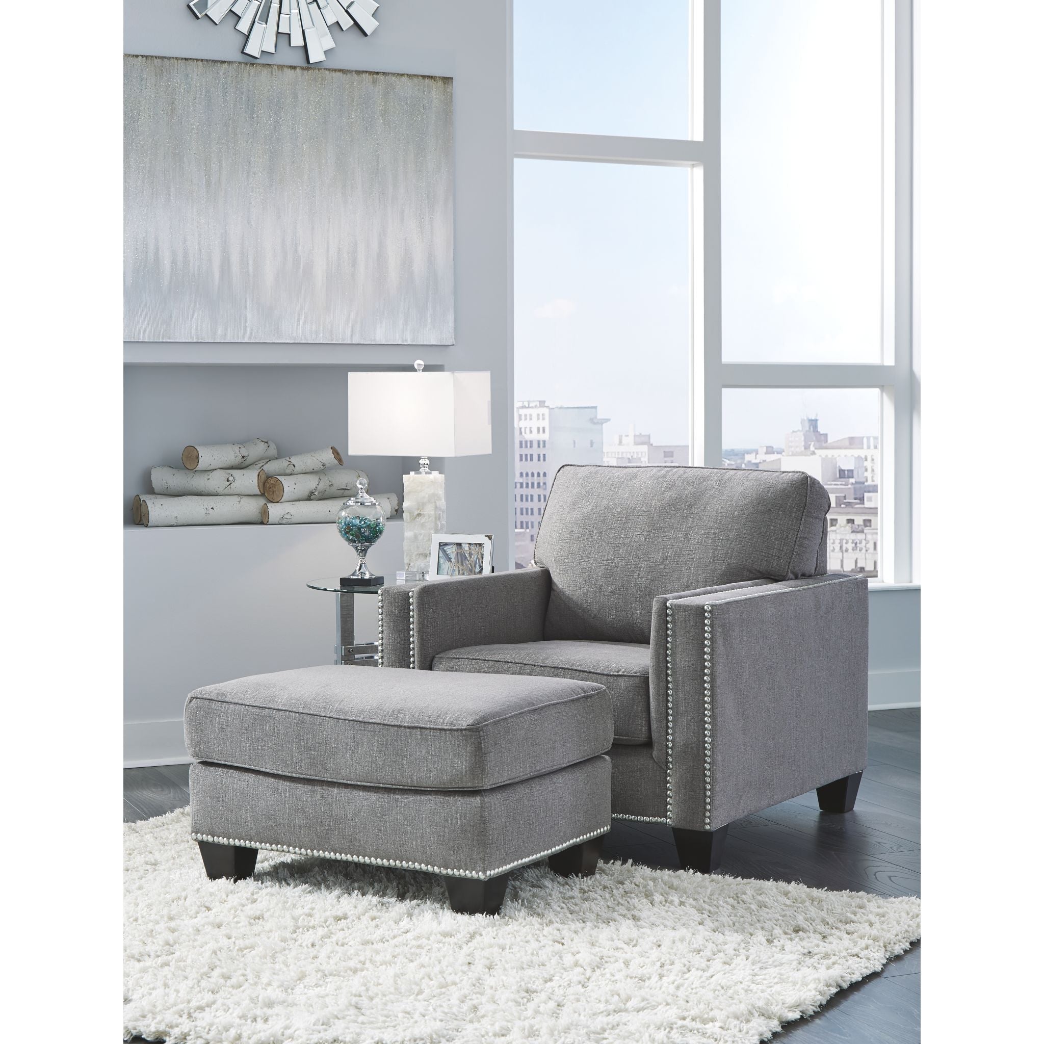 Barrali Chair - Modern Fog Gray Accent Chair for Living Room, Bedroom & Office - Comfortable Upholstered Lounge Chair with Sturdy Metal Legs - Perfect for Reading, Relaxing & Decorating Your Home