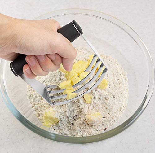 Stainless Steel Pastry Blender & Dough Scraper Set - 2PC Baking Tools for Pie Crust, Pizza Dough & Cookie Making - Perfect for Home Bakers & Professional Kitchens