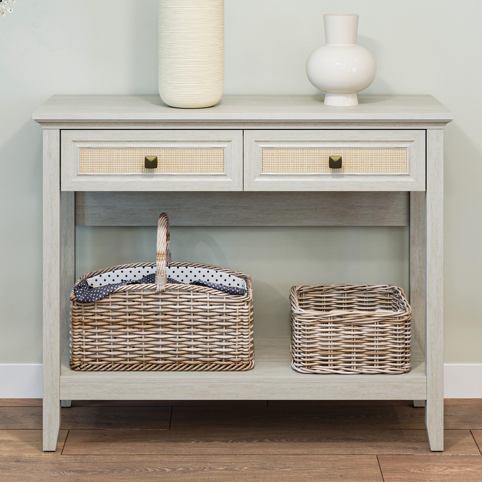 RoyalCraft Rattan Console Table with Storage Drawers - 40
