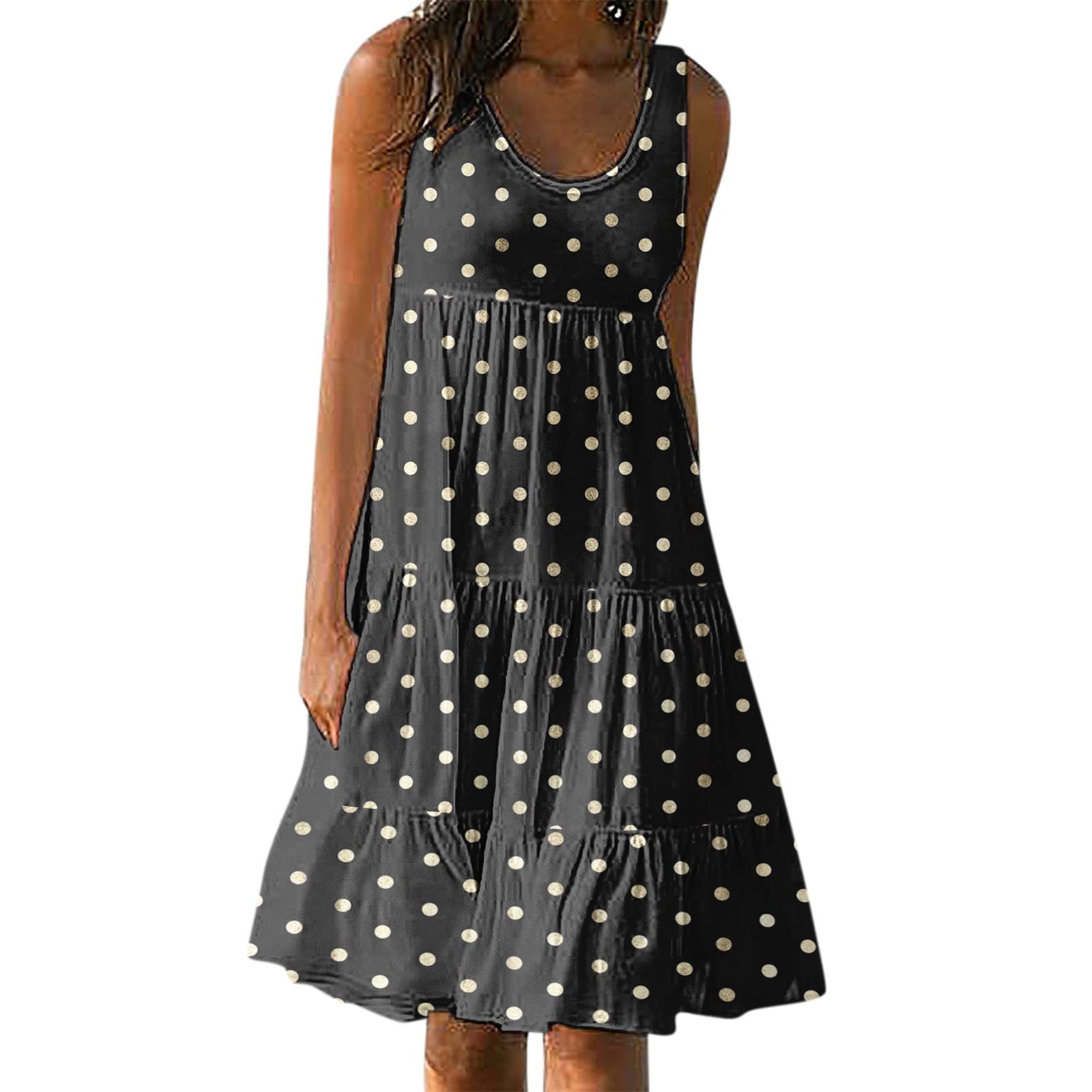 Boho Floral Print Dress for Women - Spring Summer Casual Sleeveless Round Neck Dress | Perfect for Beach Vacations, Garden Parties & Daily Wear