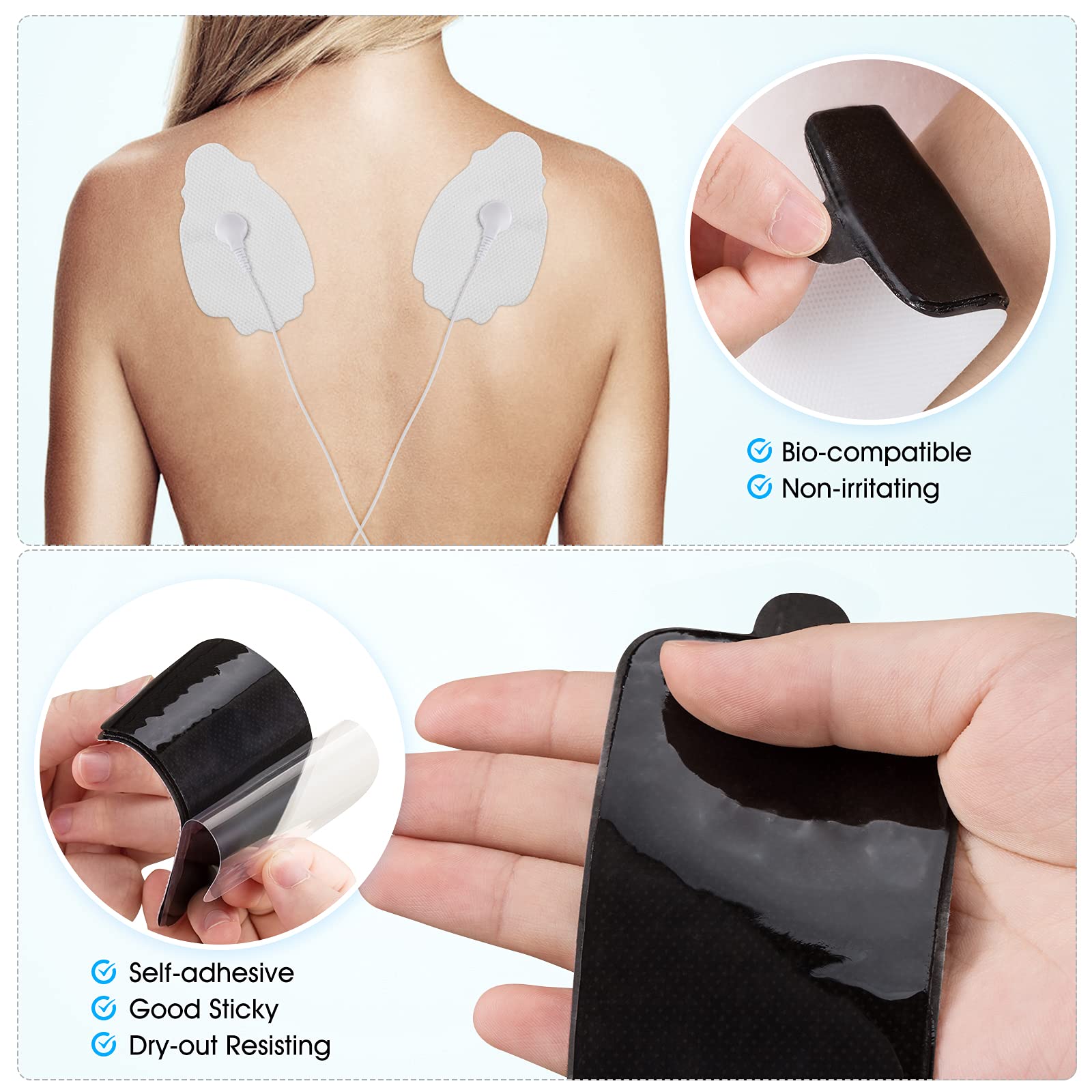 20 Pack Reusable TENS Unit Electrode Pads - Universal 3.5mm Snap-on Electrodes for Muscle Stimulation & Pain Relief, High Conductivity Gel Pads for TENS Massagers - Perfect for Back Pain, Neck Tension & Physical Therapy Recovery