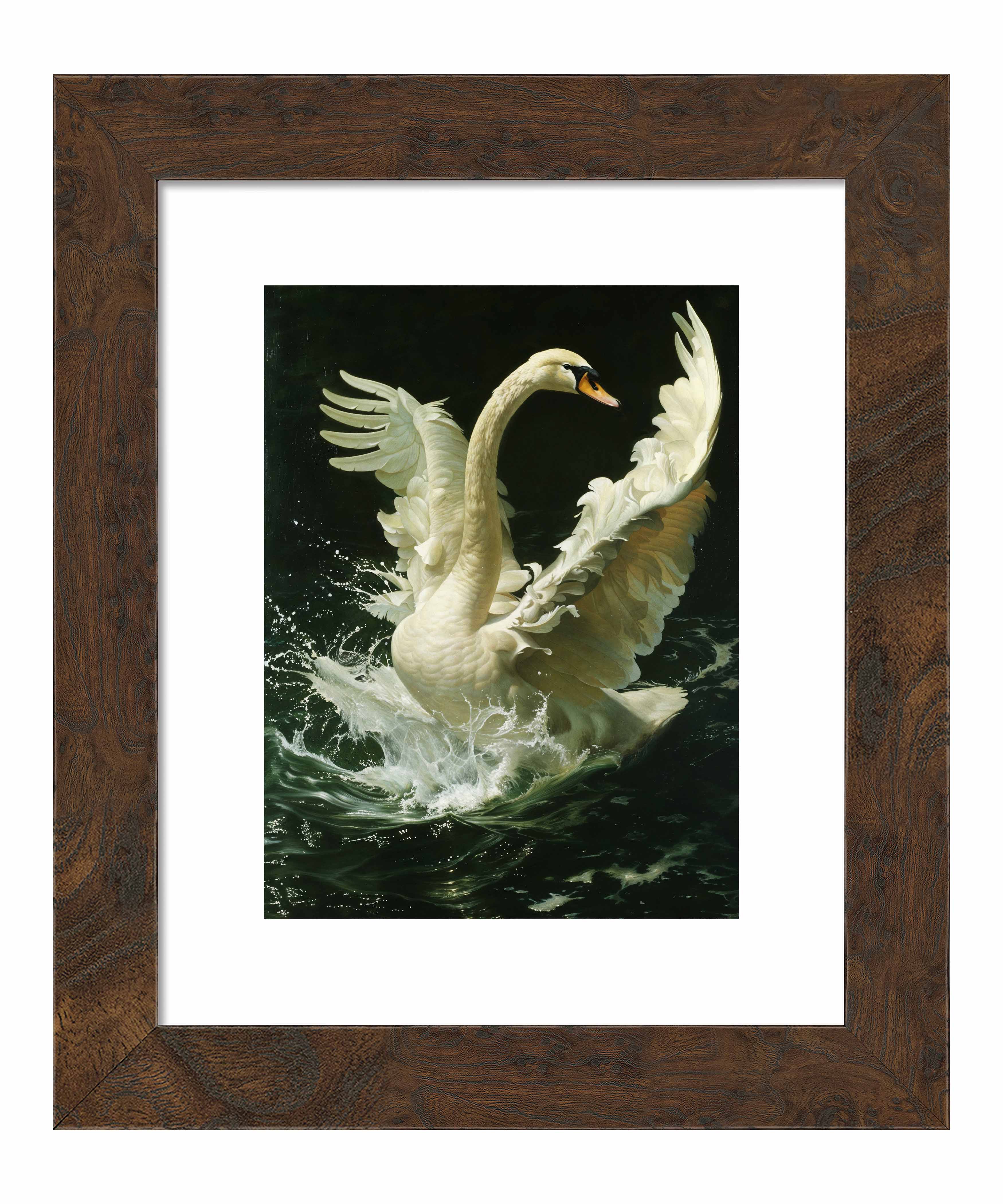 Ethereal Majesty Swan in Flight Art Prints - Elegant Home & Office Wall Decor, Perfect for Living Room, Bedroom, or Gift