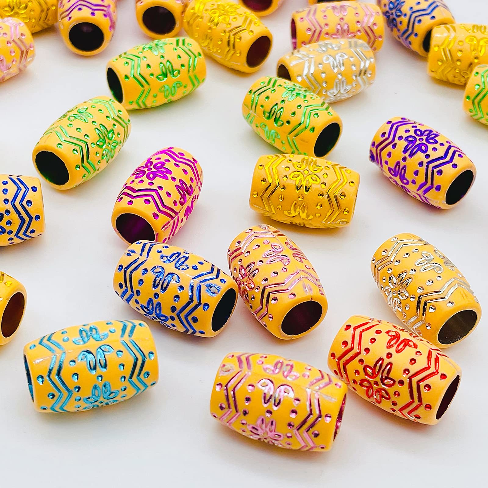 Colorful 66 PCS Acrylic Hair Beads for Braids & Dreadlocks - Flosius Hair Charms for Women & Girls