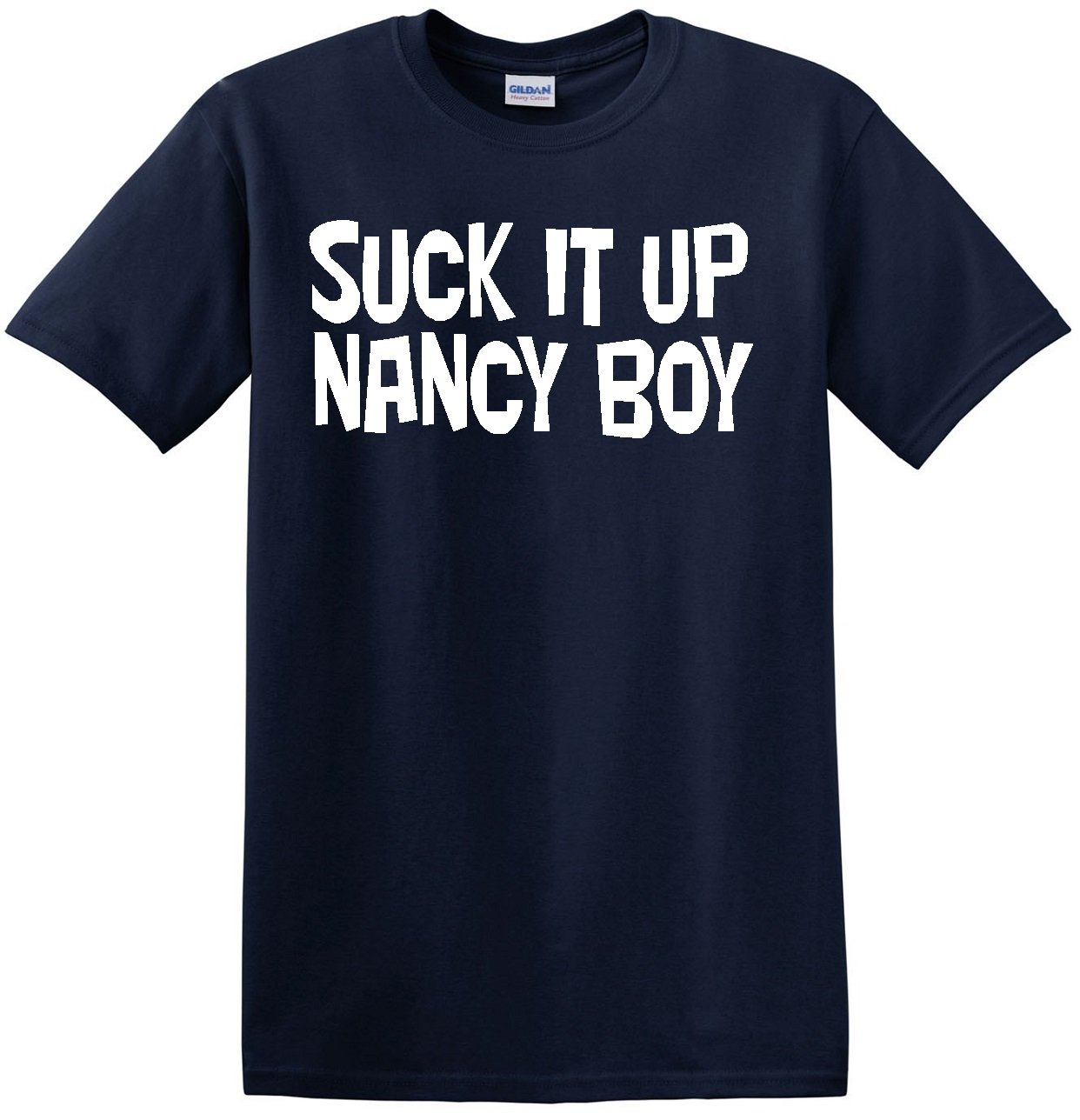 STUFF WITH ATTITUDE Suck It Up Nancy Boy Navy Blue Graphic T-Shirt for Men - Funny Sarcastic Tee for Casual Wear, Parties & Gifts