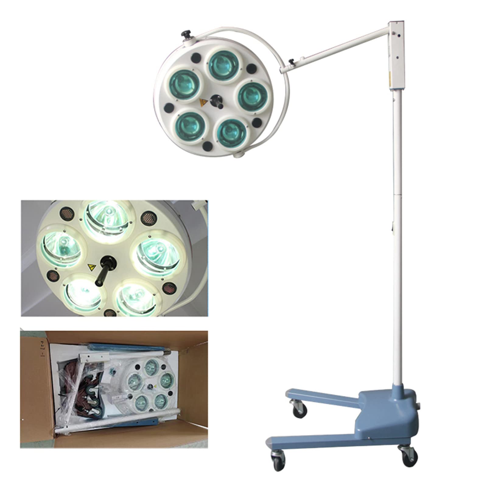 EORAL Floor-Standing Shadowless Surgical Operating Lamp with Halogen Bulbs - Mobile Examination Light for Hospitals, Clinics & Dental Offices