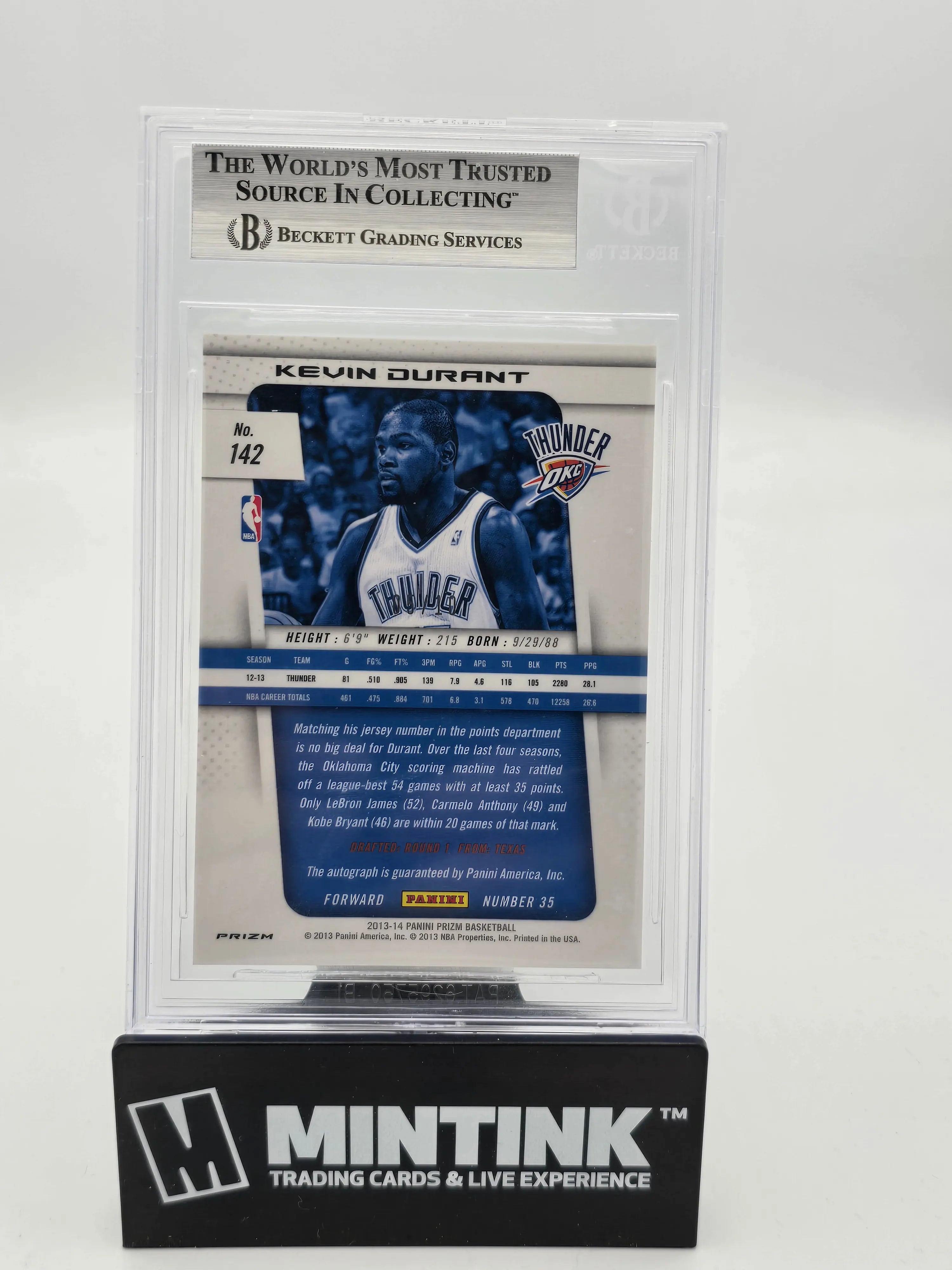 2013 Panini Prizm Basketball Kevin Durant Gold Prizm Auto BGS 8.5/10 Graded Card - Rare Collectible for NBA Fans & Sports Memorabilia Enthusiasts - Perfect for Display, Investment & Trading Cards Collection