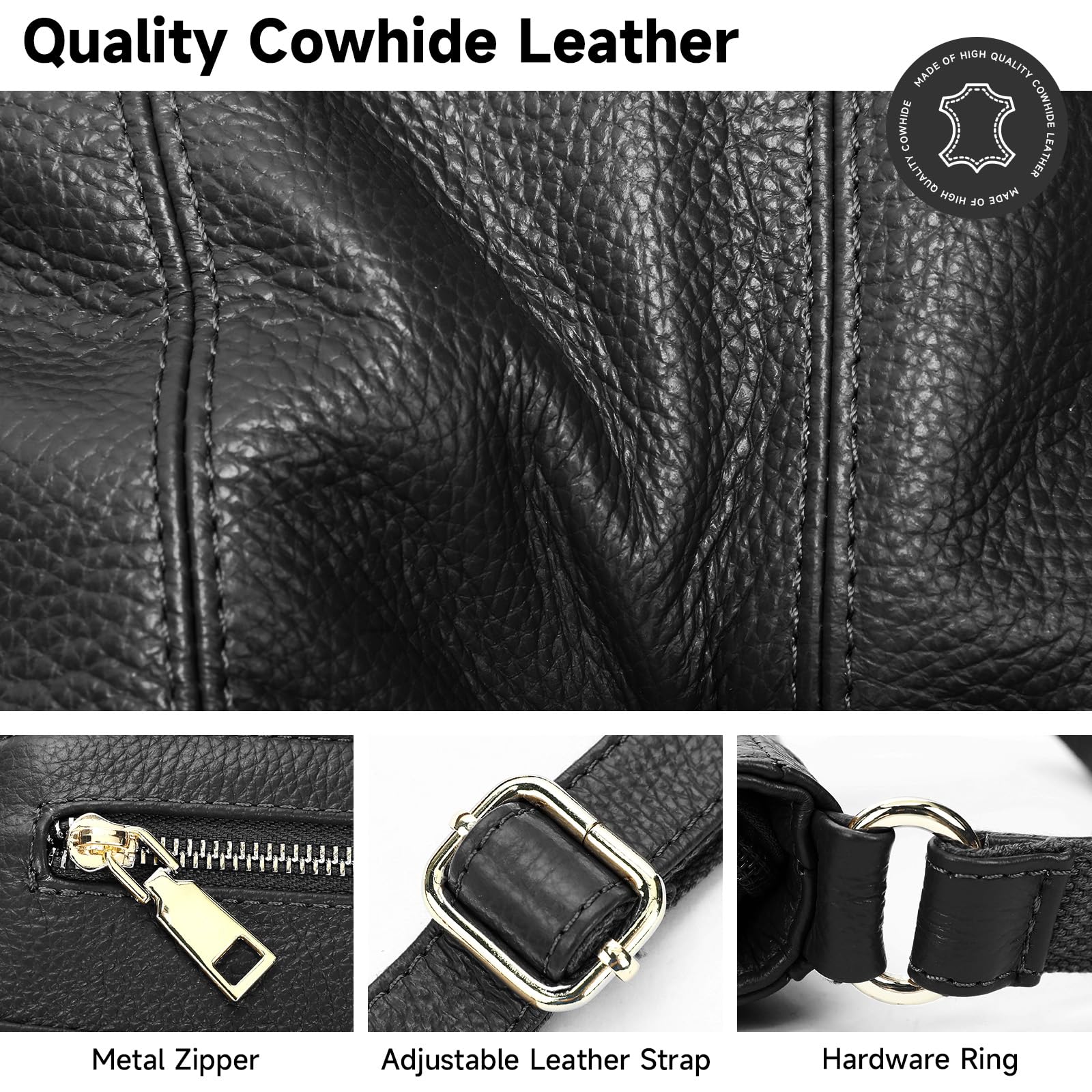 NIUCUNZH Women's Soft Leather Crossbody Bag with 4 Zipper Pockets - Perfect for Travel & Daily Use