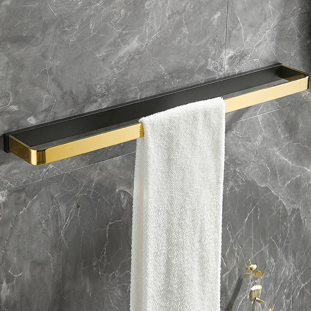 DTKJ All Copper Black Gold Towel Bar Rail Rack - Heavy Duty Wall Mounted Bathroom Towel Holder - Matte Black & Gold Finish for Modern Bathrooms - Perfect for Bath, Shower, and Spa Decor (Single Rod)
