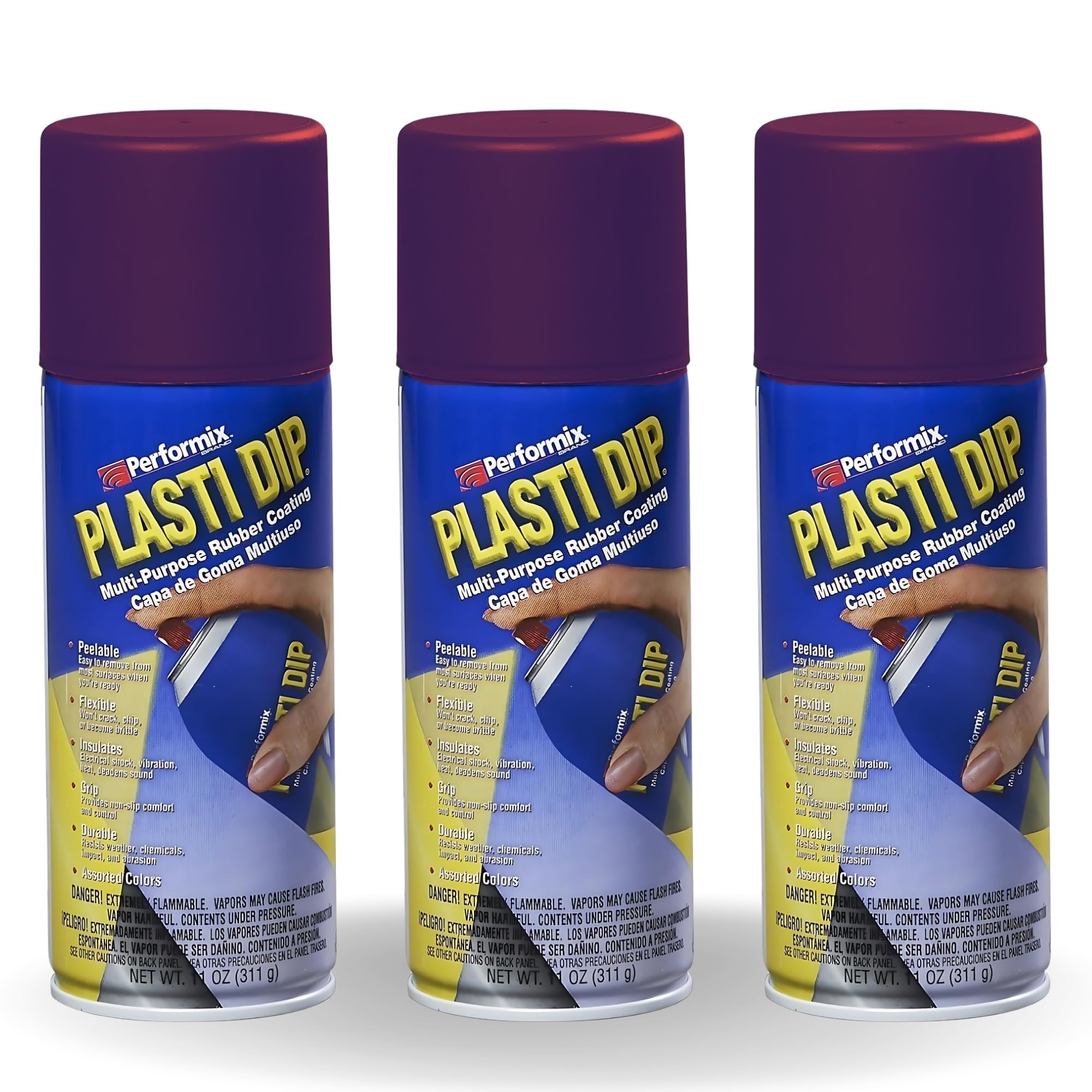 Plasti Dip Black Cherry Spray 11 oz - Peelable Rubber Coating for Cars, Tools & DIY Projects - Non-Slip, Waterproof & Durable Protection Against Moisture, Acids & Abrasion - Perfect for Automotive, Home Improvement & Crafting (3 Pack)