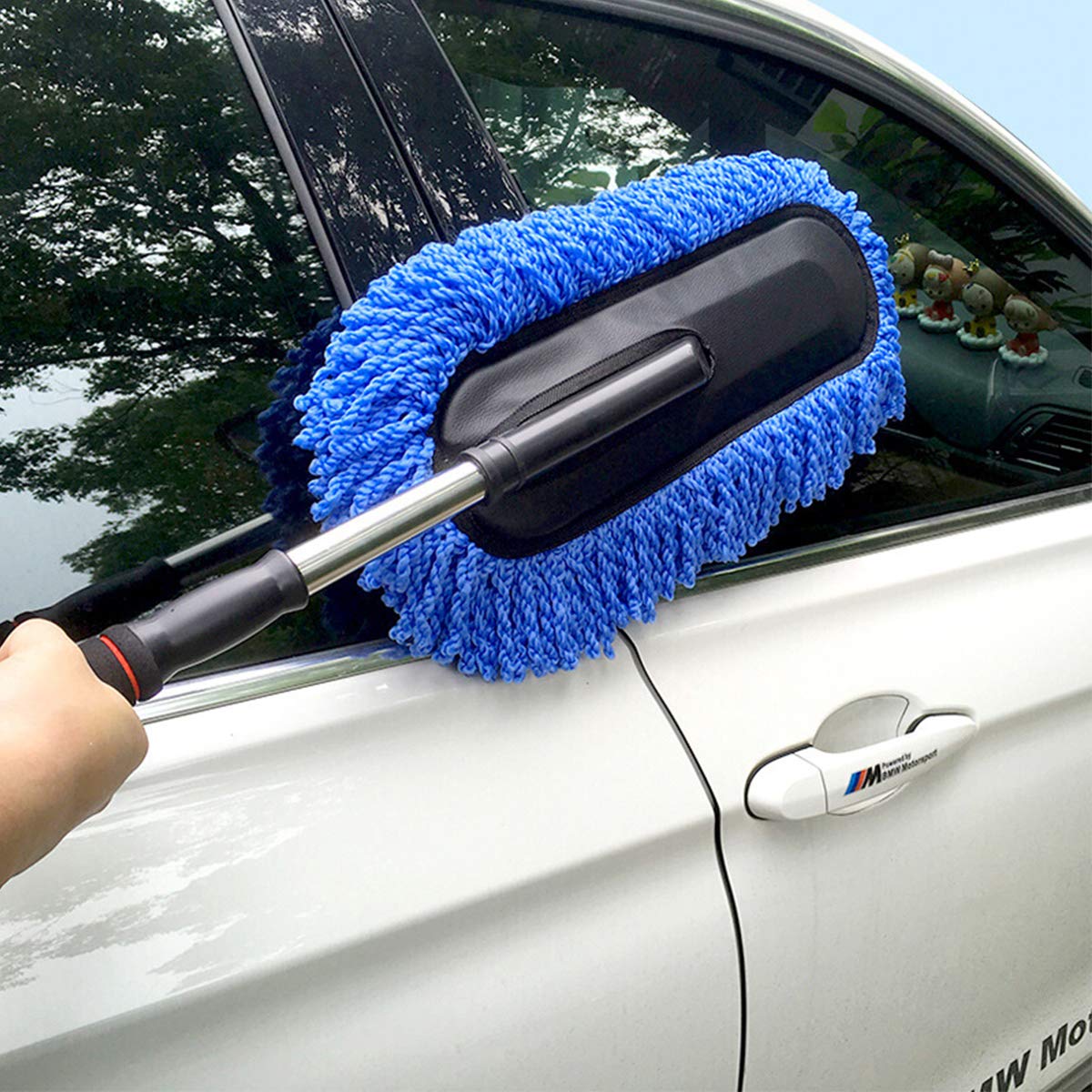 Zhengji Car Wax Brush - Nanofibre Car Washing Mop with Removable Head, Telescopic Handle for Dust Removal & Wax Application - Perfect for Car Detailing & Home Cleaning