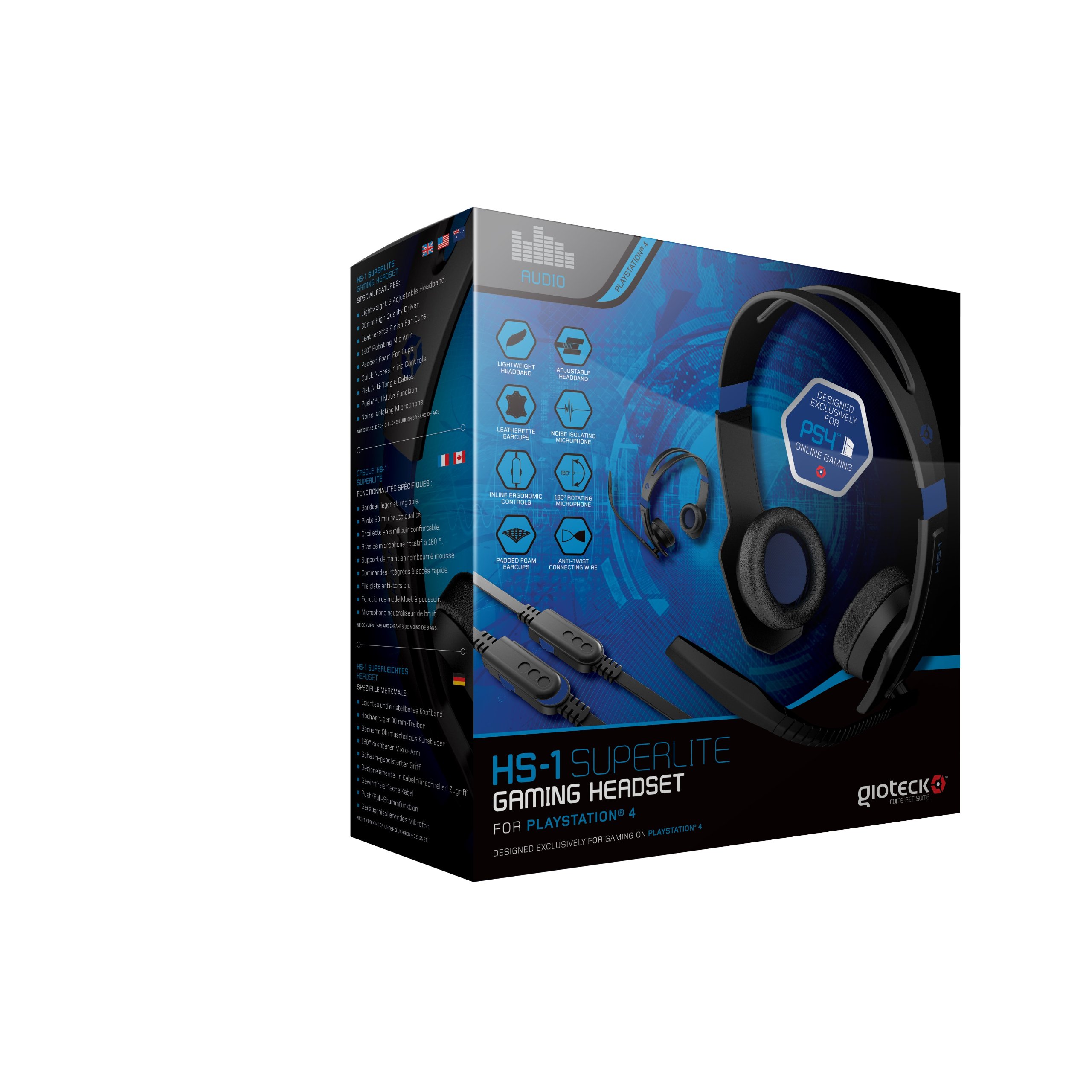 Gioteck HS-1 Wired Stereo Gaming Headset for PS4 - Noise Cancelling Mic & Comfortable Ear Cushions - Perfect for Online Multiplayer, Streaming & Late Night Gaming Sessions