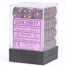 Chessex D6 36 Pack - 12mm Hurricane Speckled Pipped Dice Set for Tabletop RPG, D&D, and Board Games | Perfect for Gamers, Collectors, and Role-Playing Enthusiasts