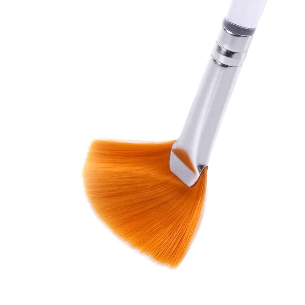 6-Piece Fan Brush Set for Makeup & Skincare - Soft Fan Facial Brushes, Mask Applicator Brushes for Foundation, Powder, Face Masks - Perfect for Professional & Home Use - Yellow
