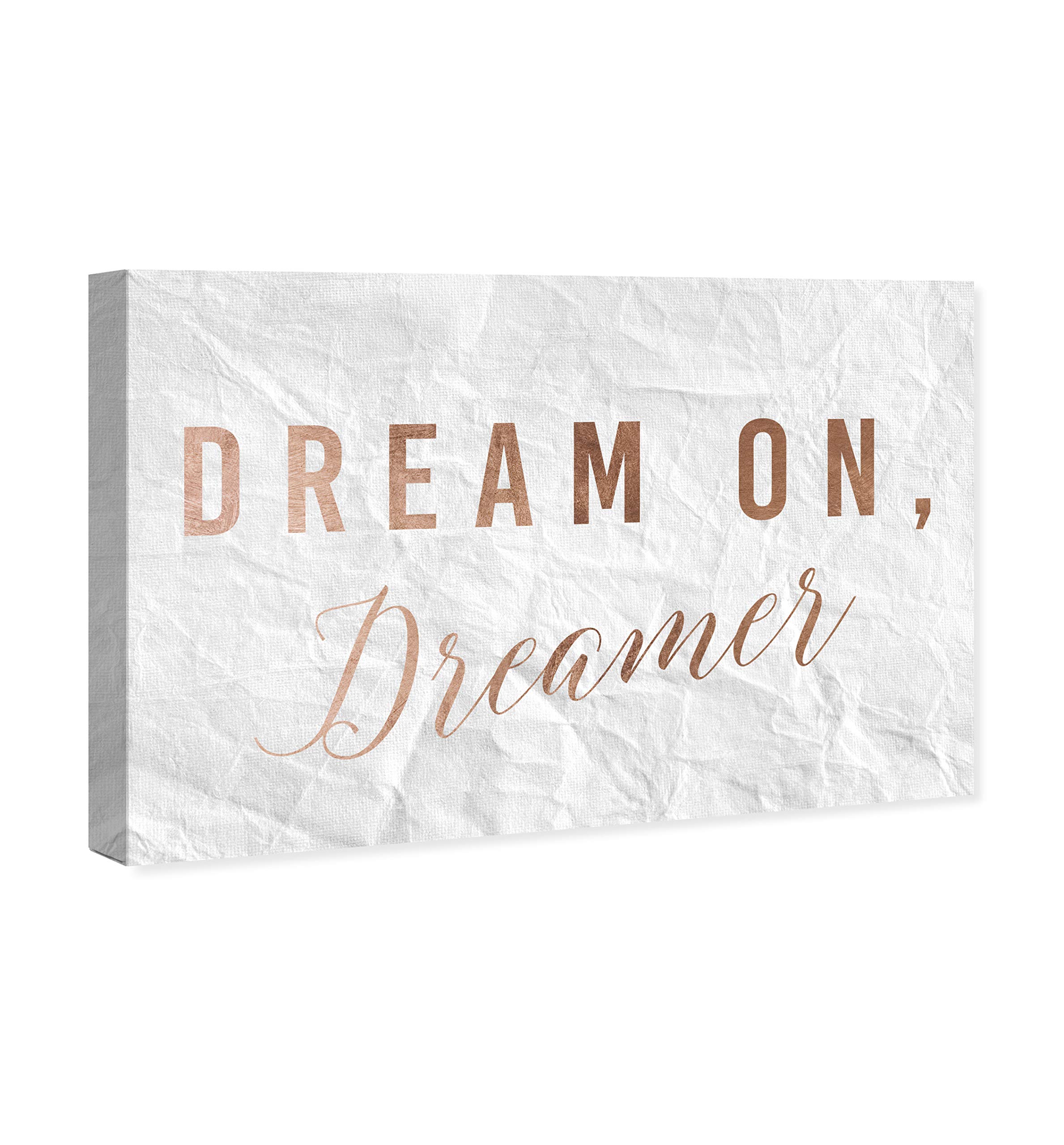 Oliver Gal Artist Co. 'Dream On Dreamer Rose' Wall Art Canvas Print - 36x24 Inches, Pink & White Typography Quote Home Decor - Perfect for Living Room, Bedroom & Office Inspiration