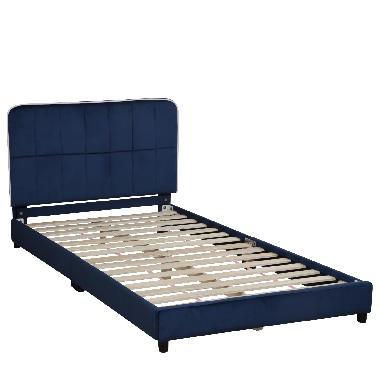 Adjustable Height Toddler Beds - Upholstered Twin Bed Frame for Kids & Girls, Fits Standard 75