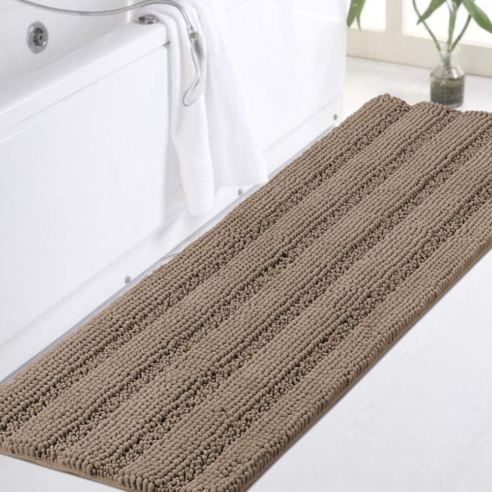 Turquoise Chenille Bathroom Runner - Extra Long Non-Slip Absorbent Shaggy Rug for Bathroom, Kitchen & Living Room - Soft Plush Bath Mat for Shower, Vanity & High Traffic Areas - 47