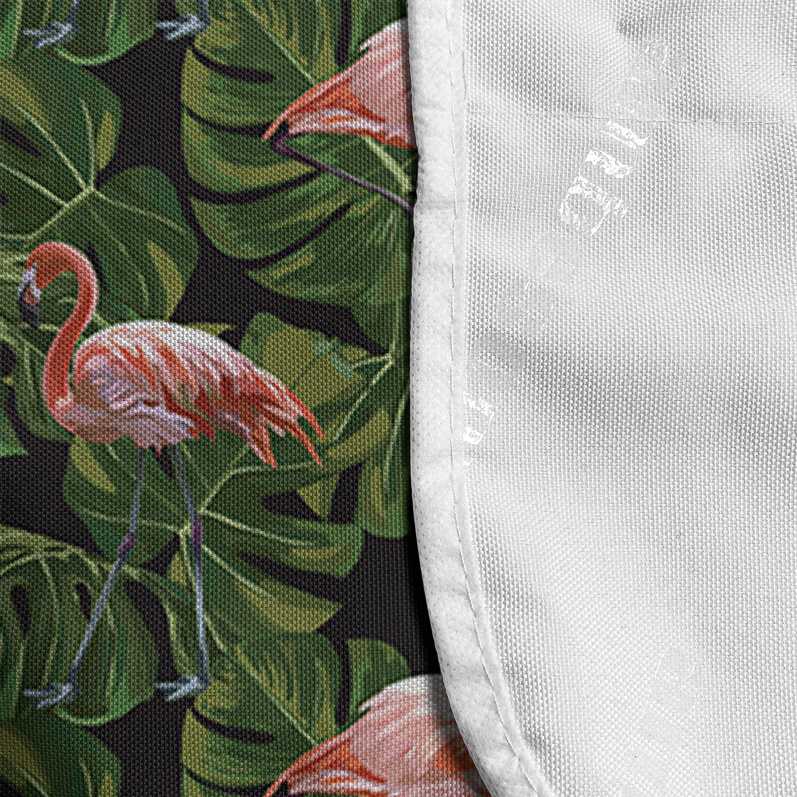 Ambesonne Flamingo Microwave Cover - Waterproof Kitchen Organizer with Pockets, Exotic Bird & Monstera Leaf Pattern, 36x12 Inches, Charcoal Grey & Dark Salmon - Perfect for Microwave Protection & Kitchen Decor