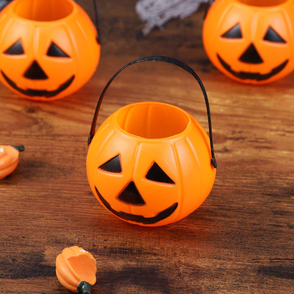 6 Pack Halloween Pumpkin Candy Pails - Small Trick or Treat Buckets for Kids, Cute Candy Holders for Halloween Parties & Trick-or-Treating Fun