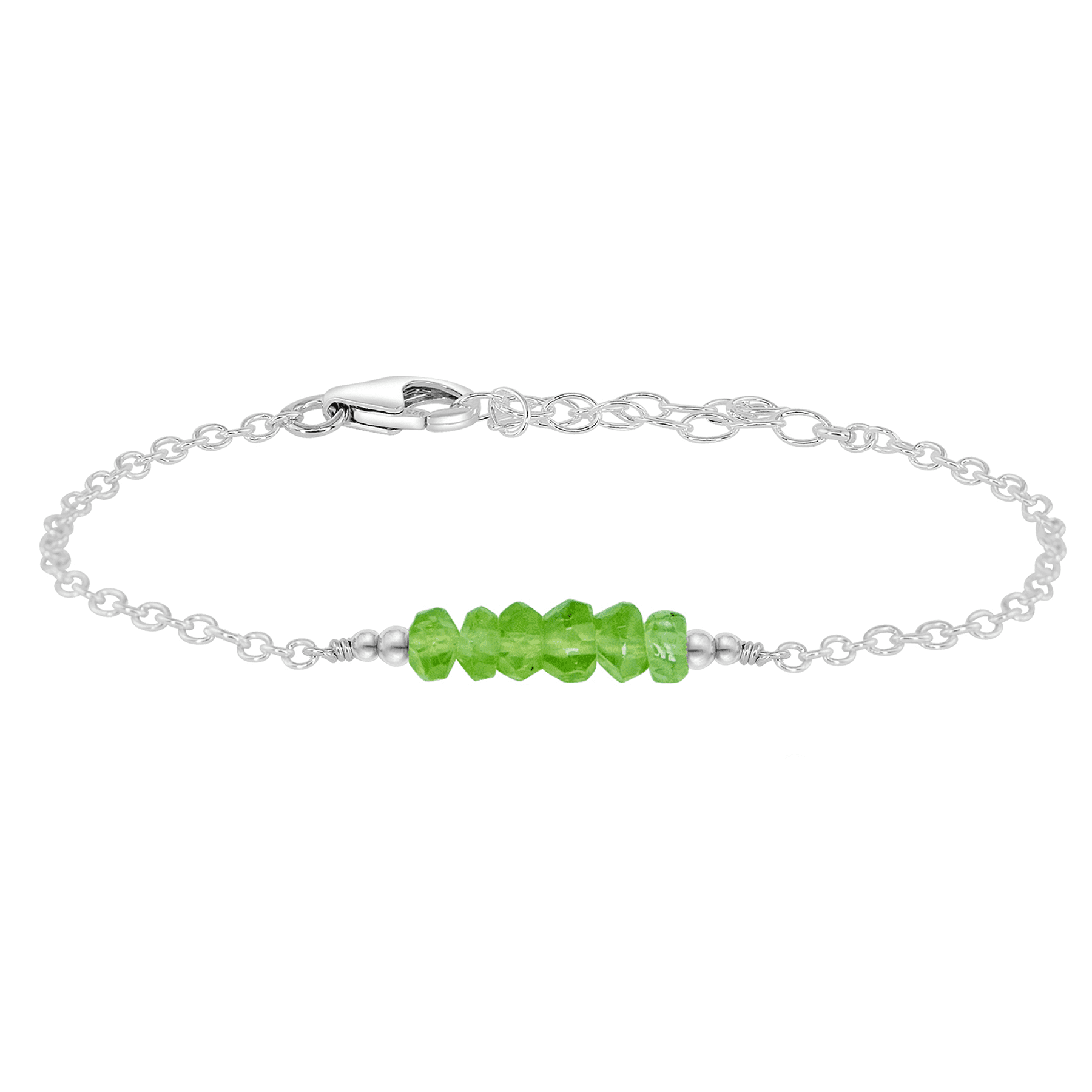 Sparkling Green Peridot Gemstone Faceted Bead Bar Bracelet for Women - Handmade Adjustable Boho Chic Jewelry for Parties, Weddings & Everyday Wear