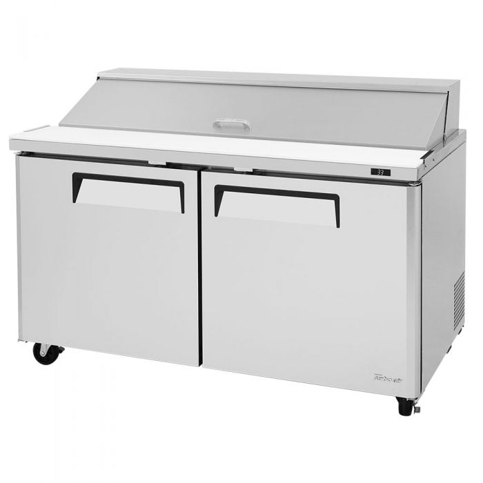 Turbo Air M3 Series 60 Sandwich & Salad 16 Pan Commercial Refrigerated Prep Table with 2 Solid Doors - Perfect for Restaurants, Delis, and Cafes