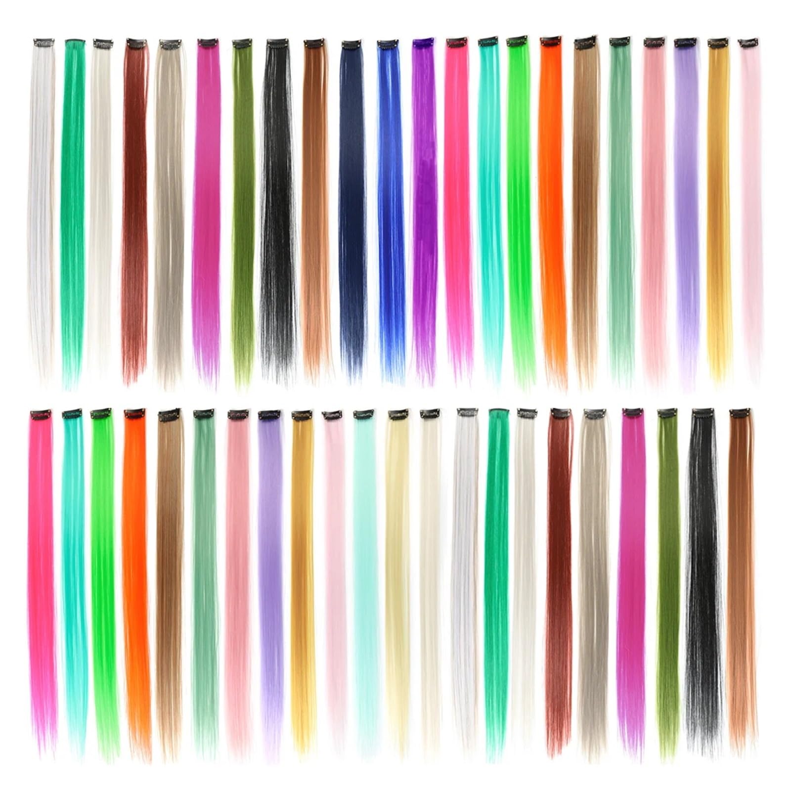 5-Piece Feather Hair Extensions Clip-On Straight Fringe Synthetic Hairpieces - Natural Color Hair Extensions for Women | Perfect for Parties, Weddings & Everyday Styling