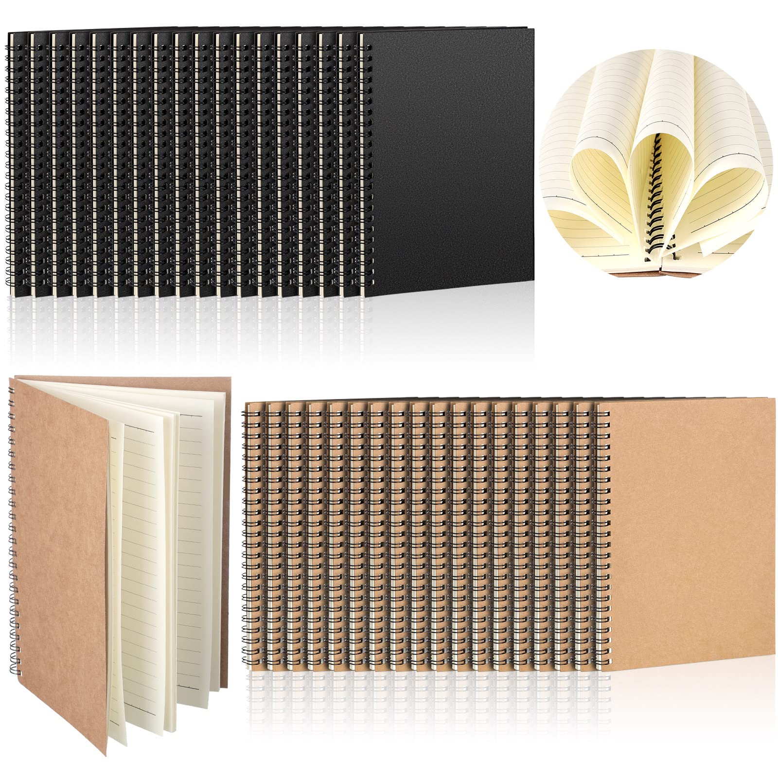 36-Pack A5 Spiral Notebooks - Hardcover Ruled Journals with Soft Cover, 5.5