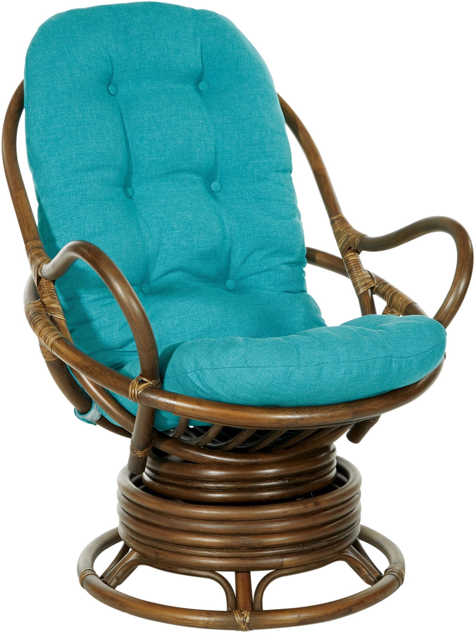 Office Star Kauai Rattan Swivel Rocker Chair [KAU320] - Comfortable Wicker Swivel Rocking Chair for Living Room, Patio, and Office
