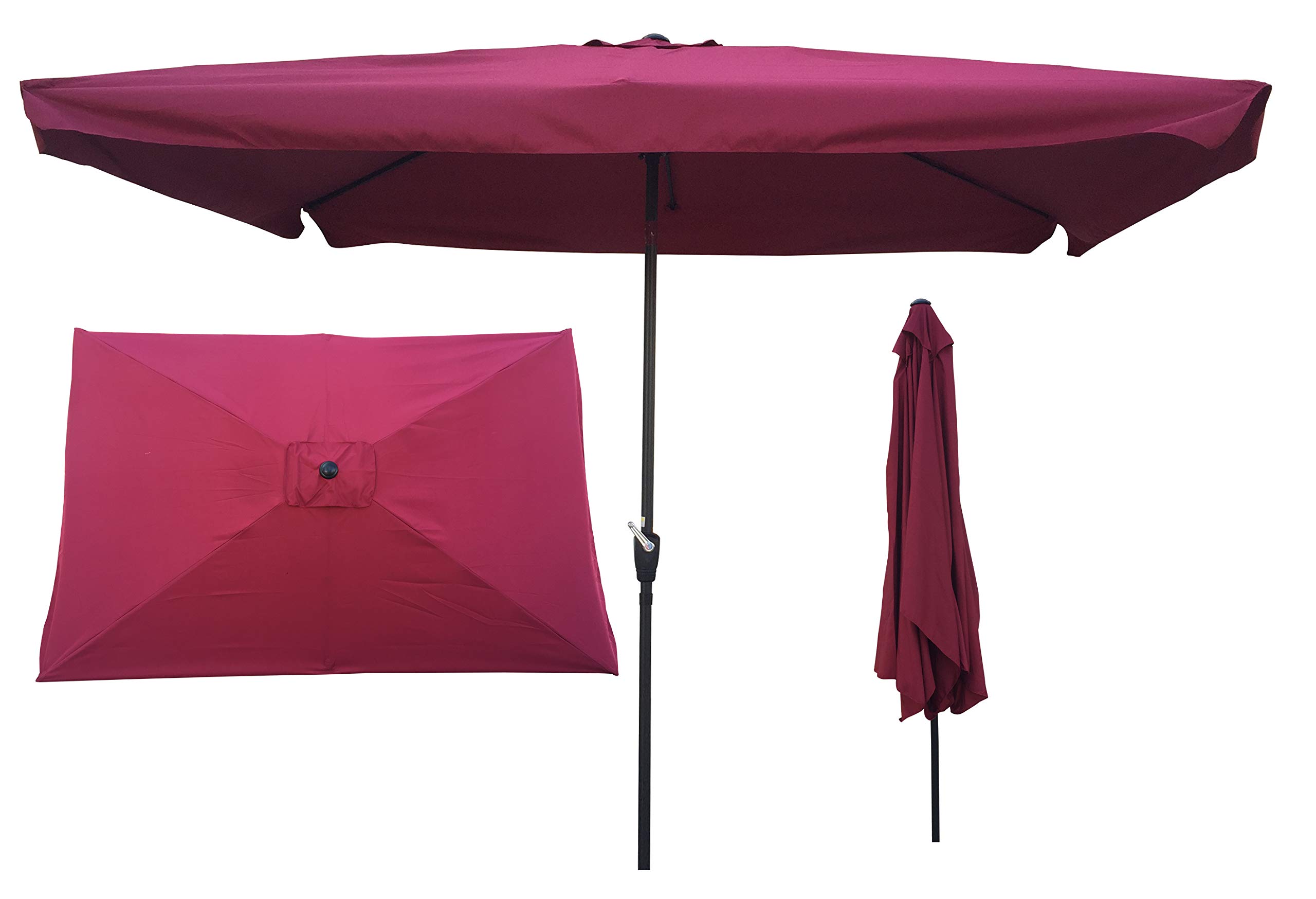Lestar 10 x 6.5ft Rectangular Patio Umbrella with Crank & Tilt - Outdoor Market Umbrella for Garden, Poolside, Restaurant & Backyard - UV Protection & Durable Canopy
