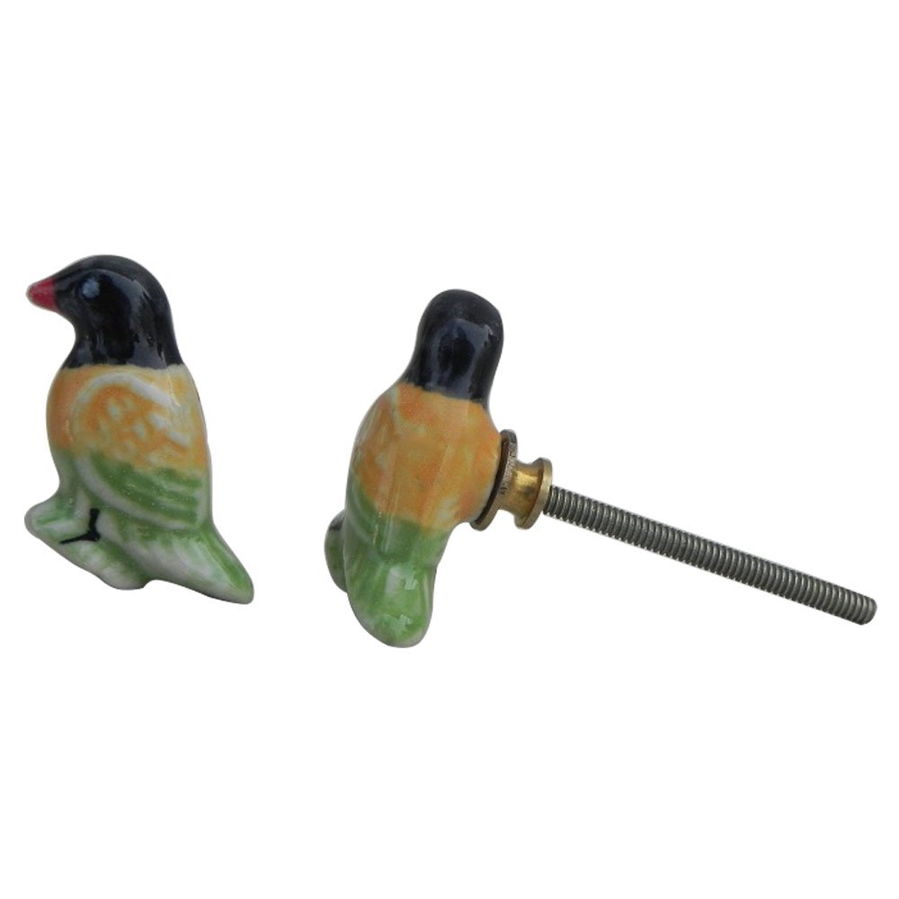 Handmade Ceramic Love Bird Drawer Knobs - 2-Piece Set for Cabinets & Dressers