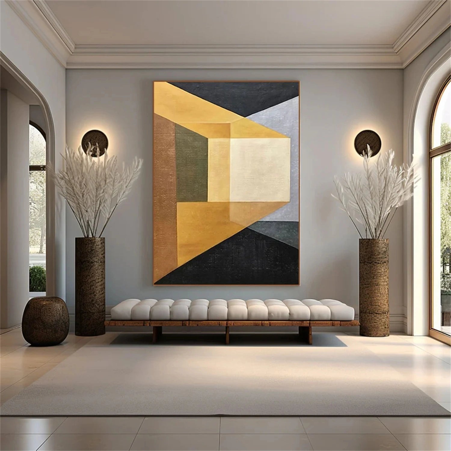 Abstract Tranquility Art Painting #WS219 - Modern Wall Decor for Living Room, Bedroom & Office - Calming Blue & White Canvas Artwork