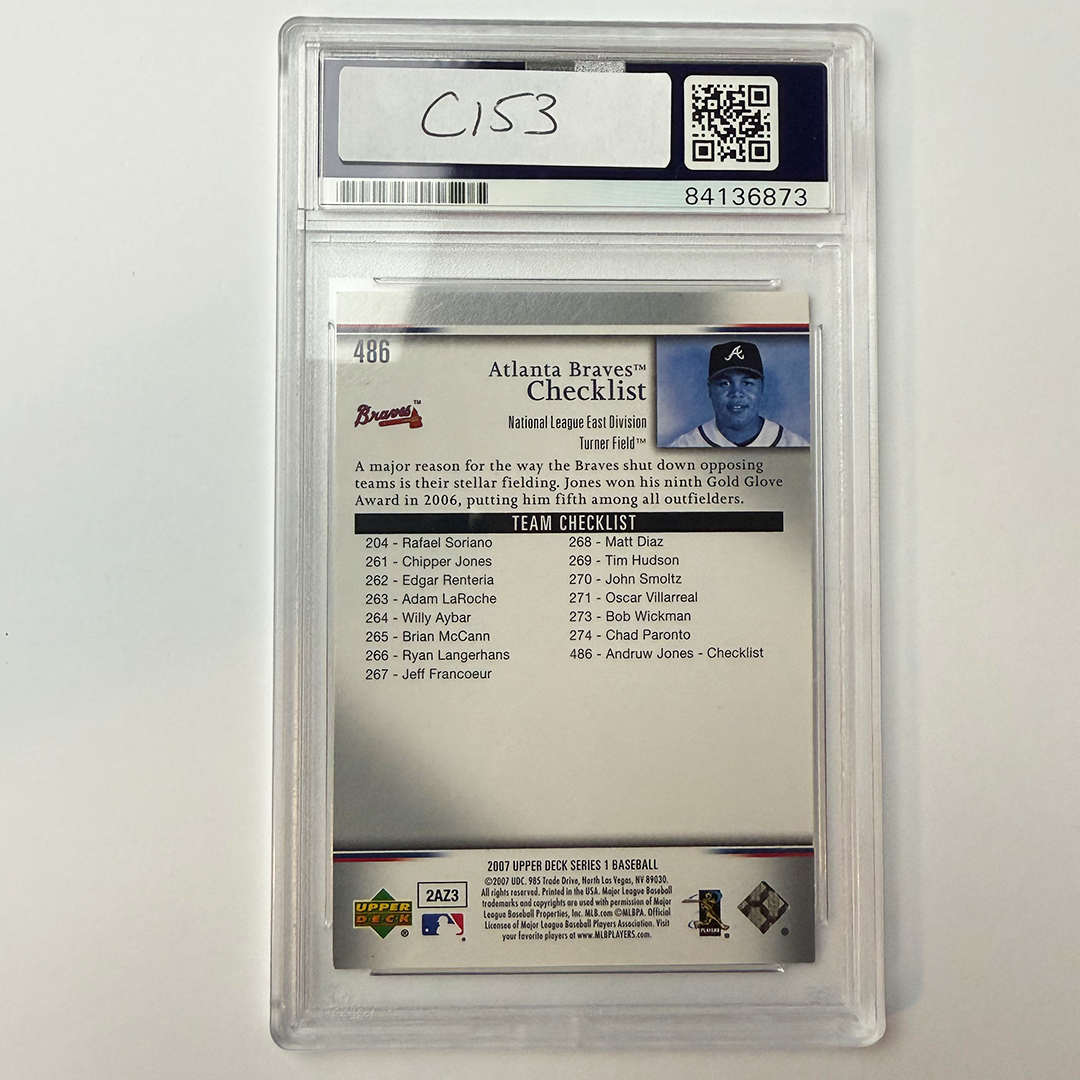Andruw Jones Autographed 2007 UpperDeck #486 Baseball Card - PSA Certified Authentic - Perfect for Sports Memorabilia Collections and Atlanta Braves Fans