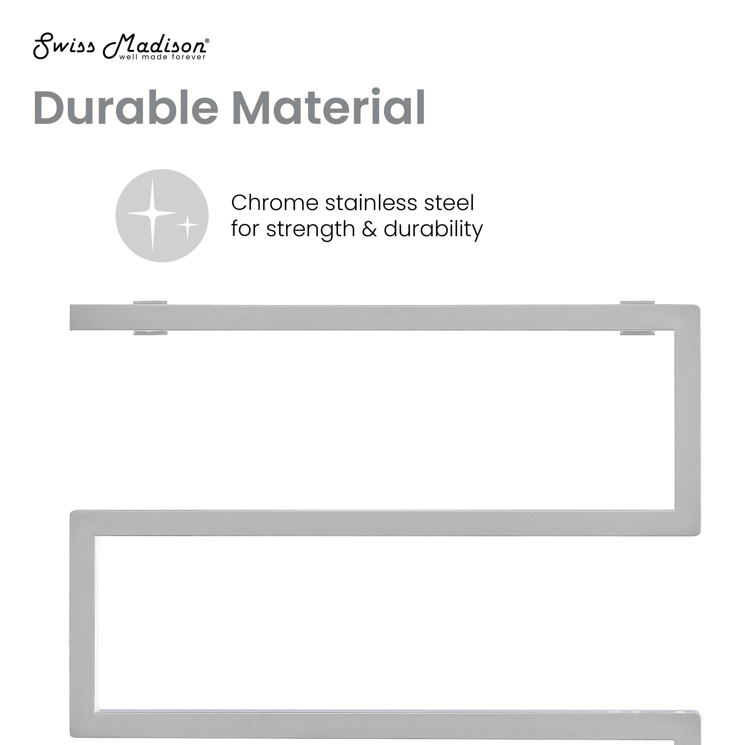 Swiss Madison Voltaire 5-Bar Electric Towel Warmer - Chrome Heated Towel Rack for Bathroom - Perfect for Spa, Luxury Hotels & Modern Home Bathrooms