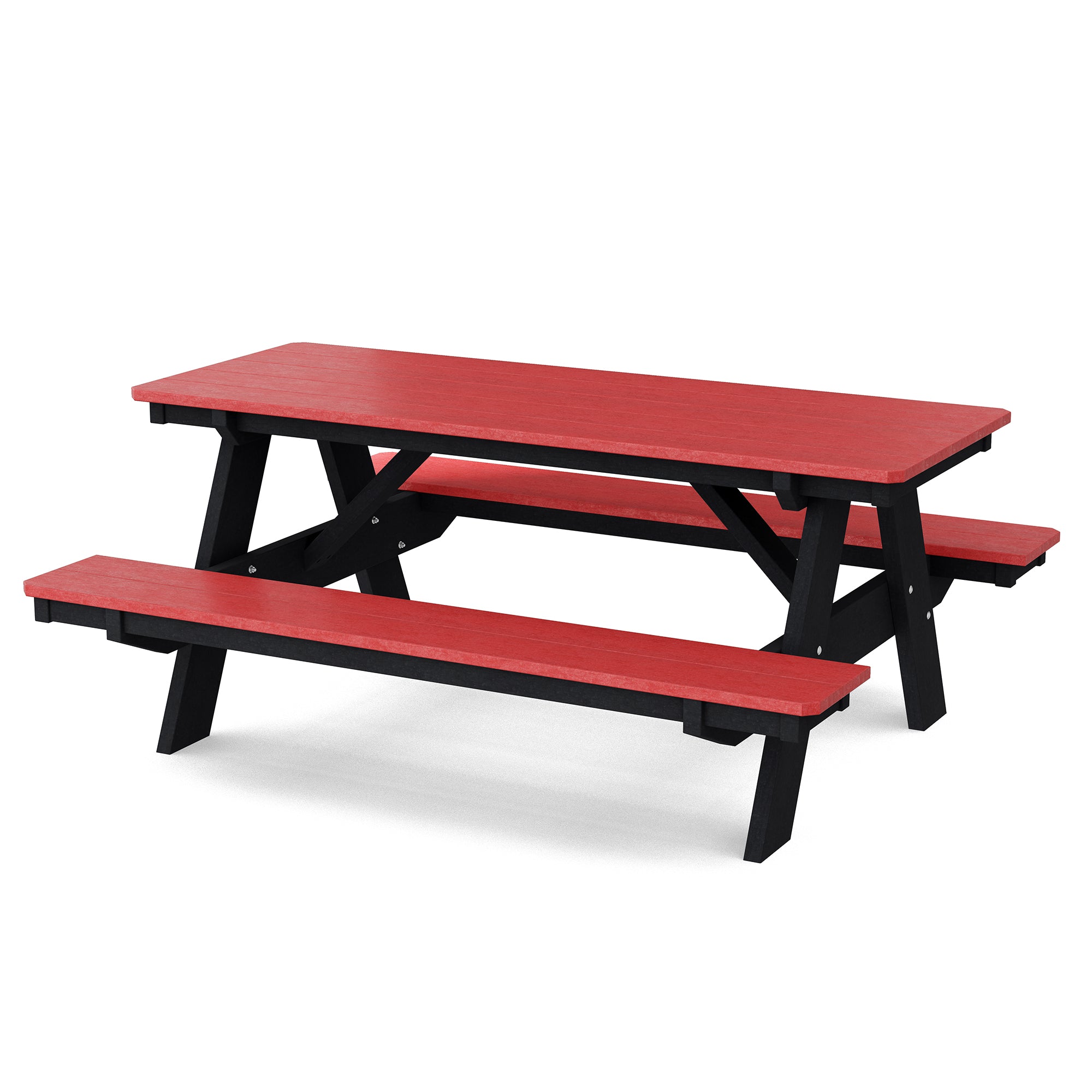 Heritage 72 Inch Outdoor Picnic Table with Attached Benches - Durable All-Weather Patio Furniture for Backyard, Garden, and Park Gatherings