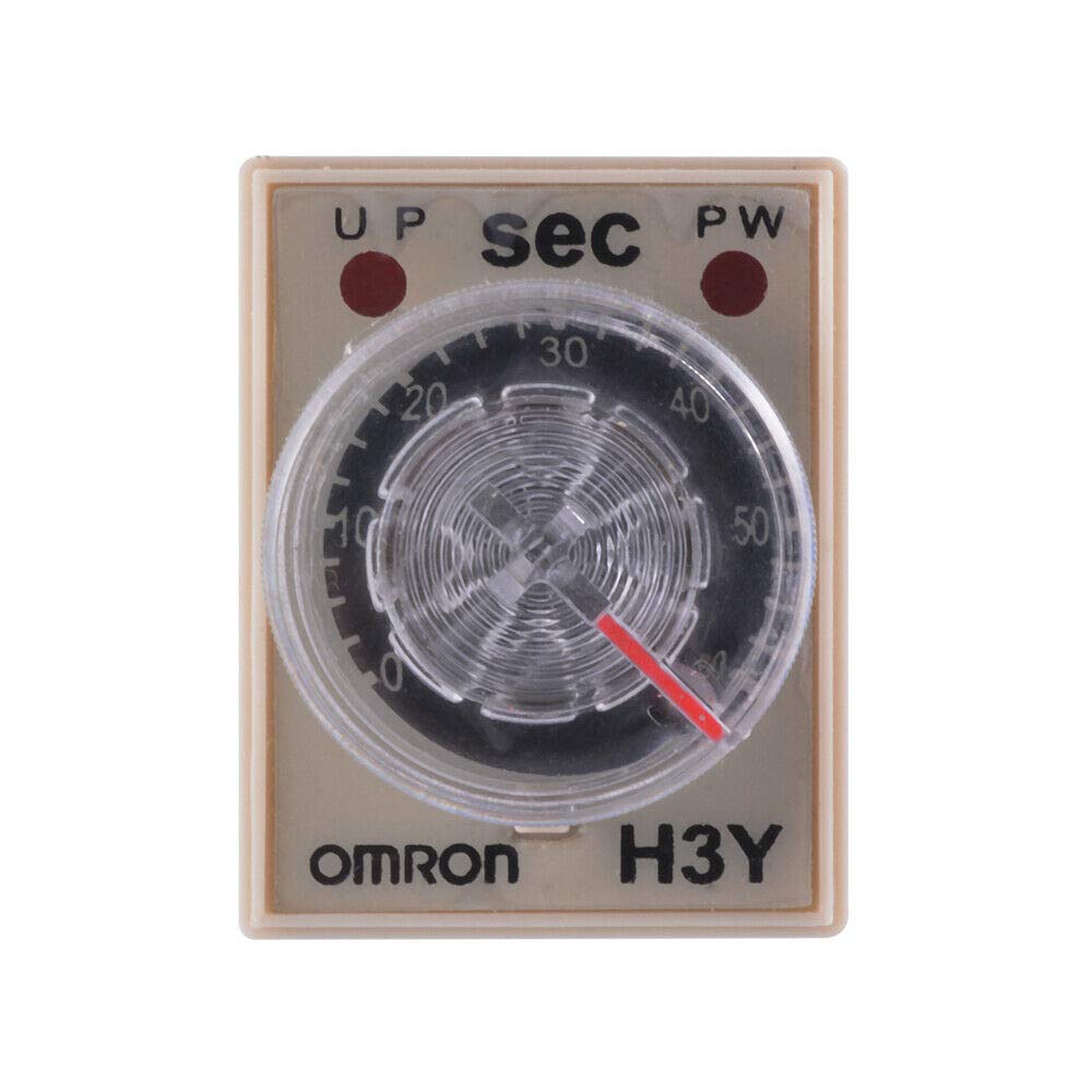 24V DC Delay Timer Relay H3Y-2 with 0-60 Second Adjustable Time & Base Socket - DPDT Time Switch for Industrial Automation, HVAC Systems, and Electrical Control Panels