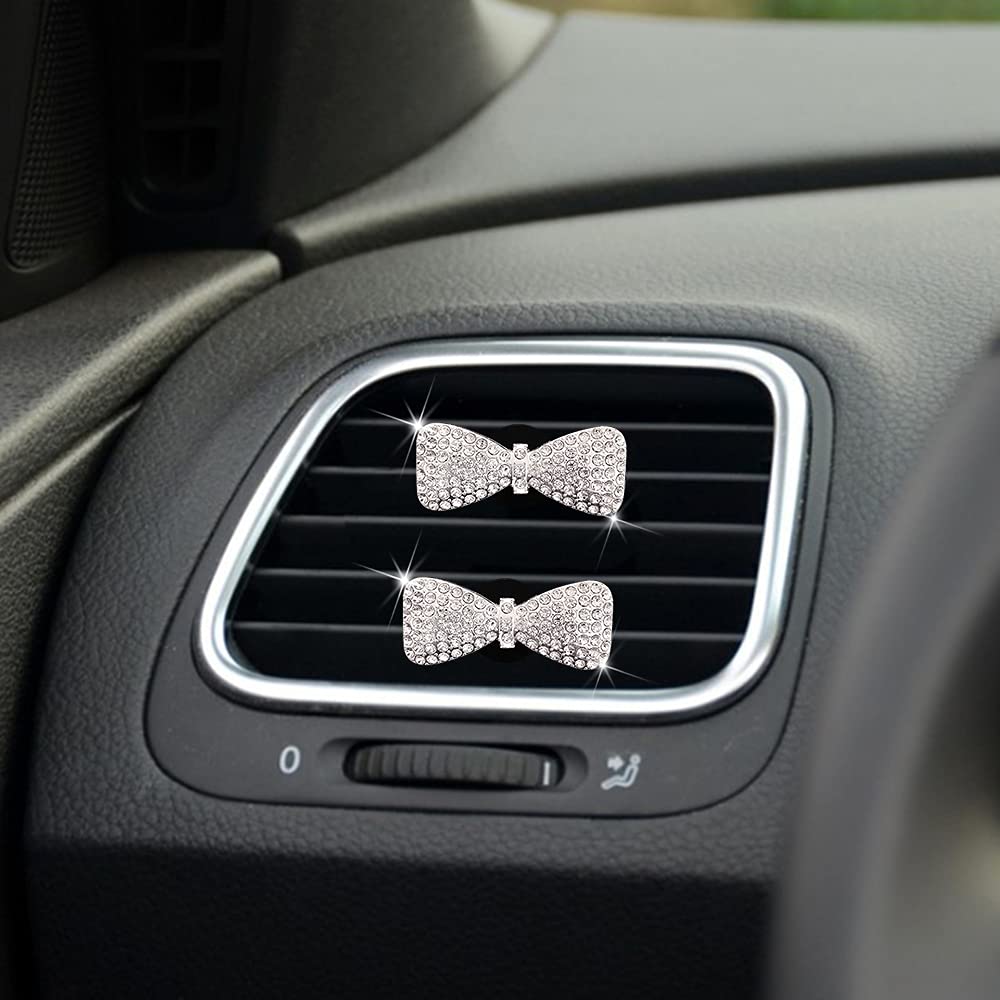 TZnyly Car Air Freshener Vent Clip - 2 Pack Bling Bow Decor for Women, Aromatherapy Scented Accessories | Perfect for Car, Office & Home Décor