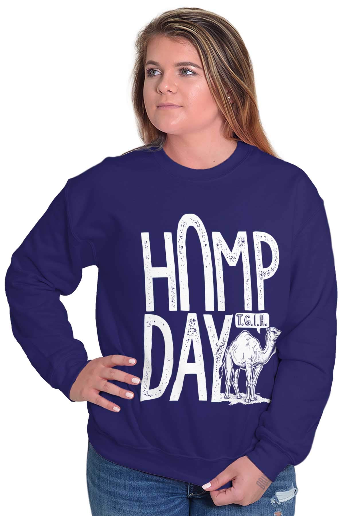 Brisco Brands Funny Camel Hump Day Sweatshirt for Men & Women - Cozy Office Workout Pullover for Casual Wear, Gym & Relaxation