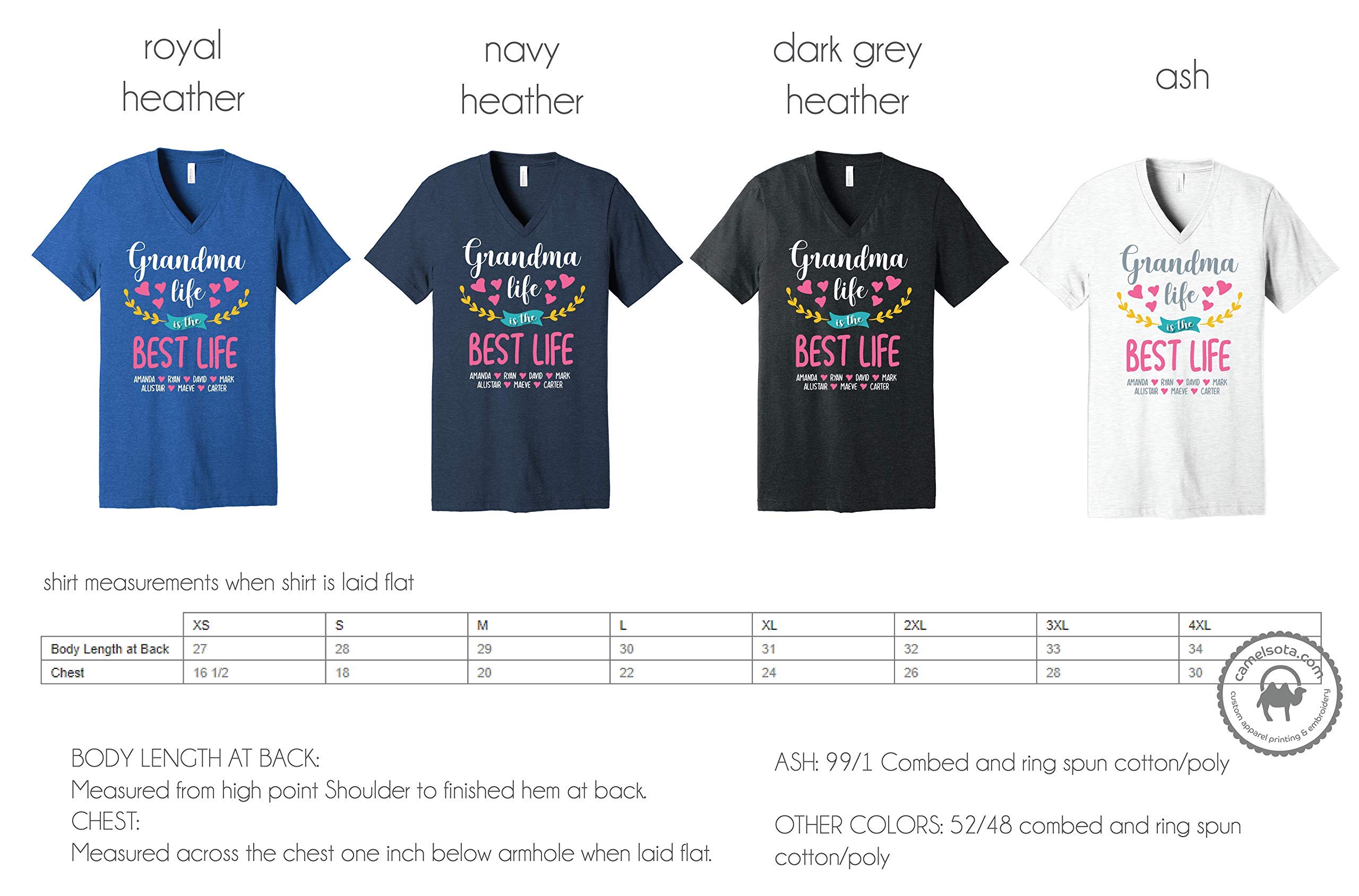 Personalized Grandma T-Shirt with Grandkids Names - Custom Printed Grandma & Grandchildren Shirt for Family Reunions & Special Occasions
