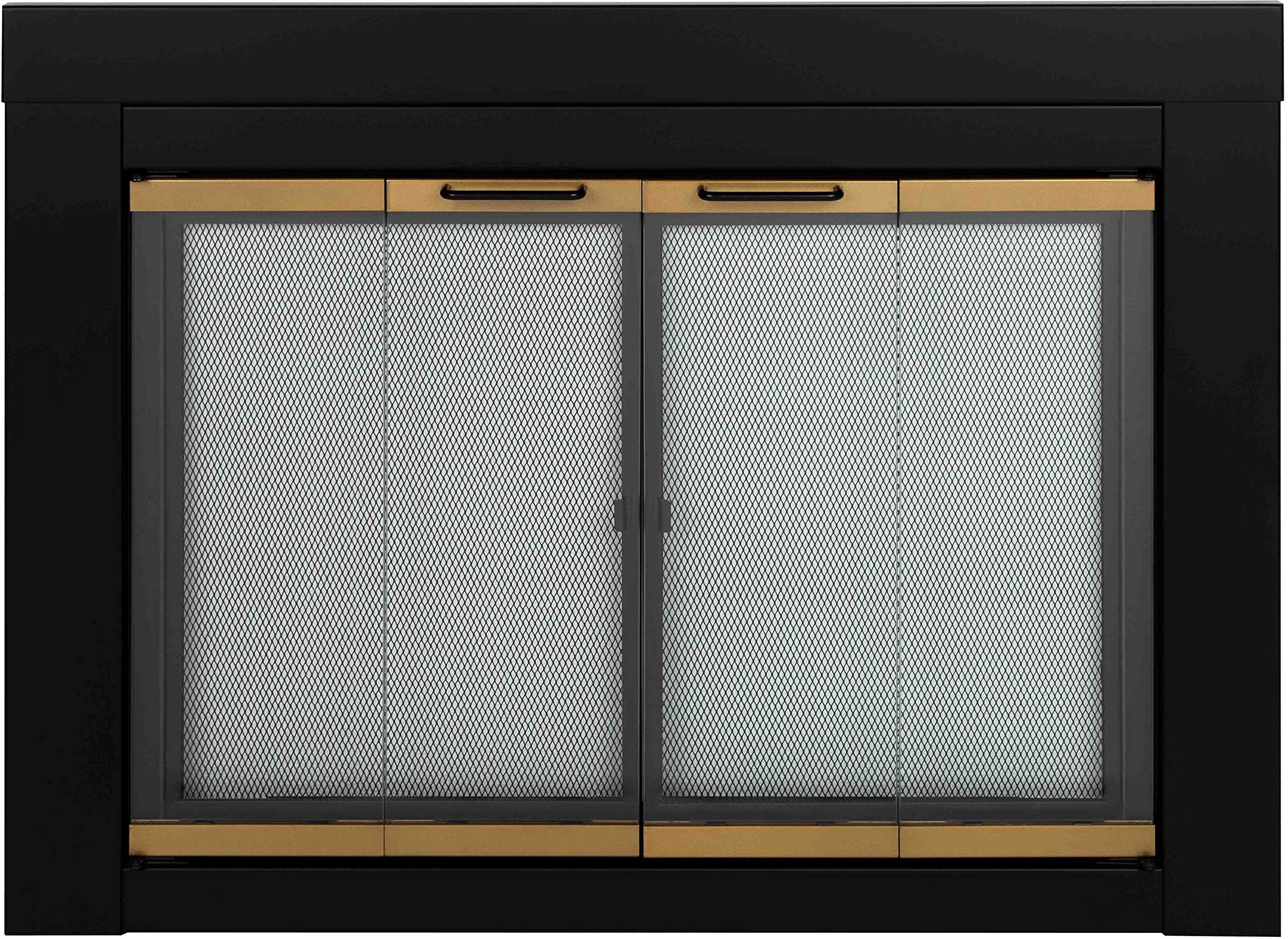 Pleasant Hearth AR-1022 Arrington Large Black Fireplace Glass Door - Perfect for Living Room, Patio & Outdoor Fireplace Safety