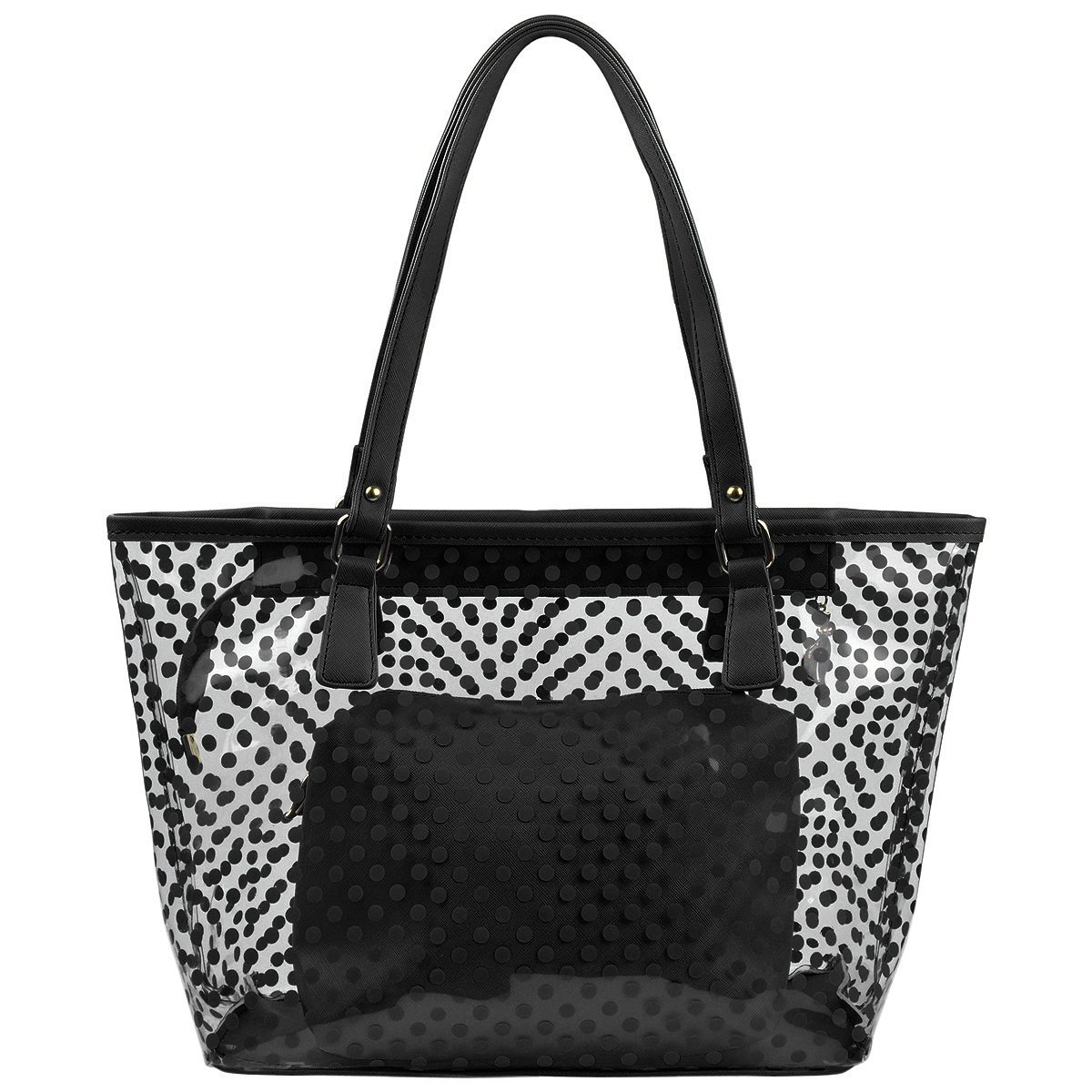 Micom Cute Neno Candy Color Polka Dot Clear Beach Tote Shoulder Handbag - Waterproof Lightweight Beach Bag for Women, Perfect for Pool, Travel, Shopping & Summer Outings