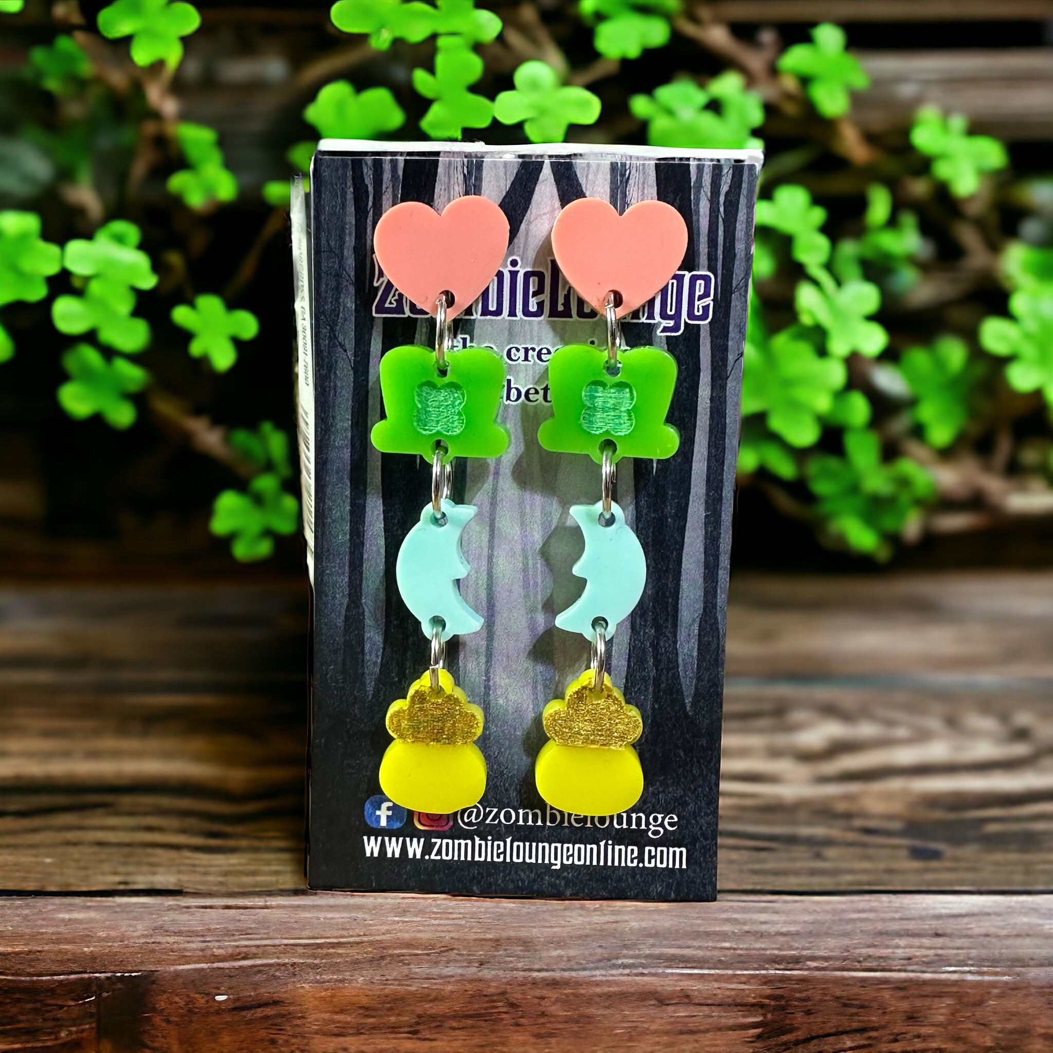 Lucky Charms Earrings - Cute Four Leaf Clover & Horseshoe Dangle Earrings for Women | Perfect for St. Patrick's Day, Irish-Themed Parties & Everyday Wear