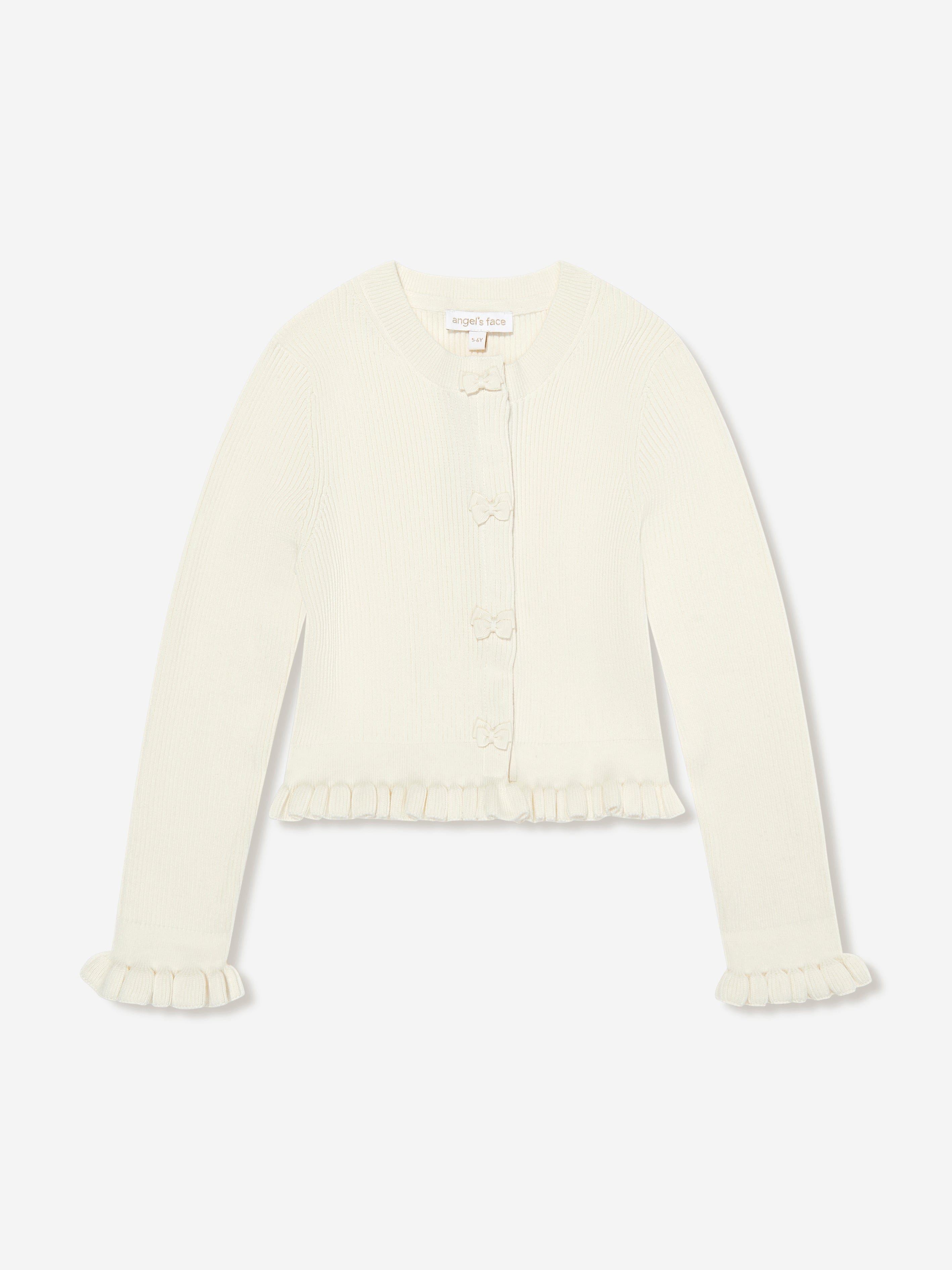 Angels Face Girls Tyler Ribbed Cardigan Ivory - Soft Knit Sweater for Toddler & Kids - Perfect for School, Playdates & Family Outings