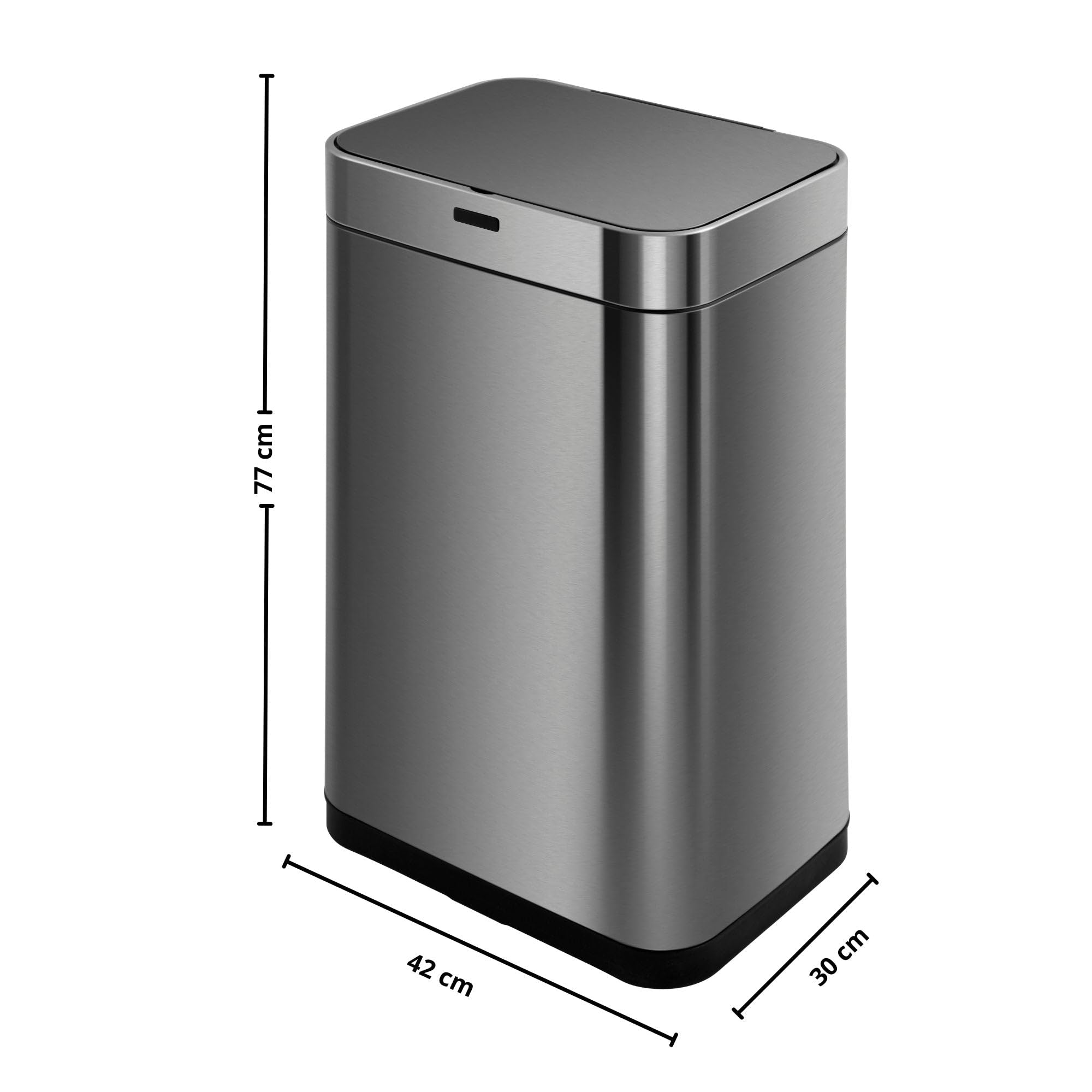 Automatic 60L Stainless Steel Kitchen Trash Can with Stand - 42 x 30 x 77 cm Black Touchless Garbage Bin for Home, Office & Restaurant Use