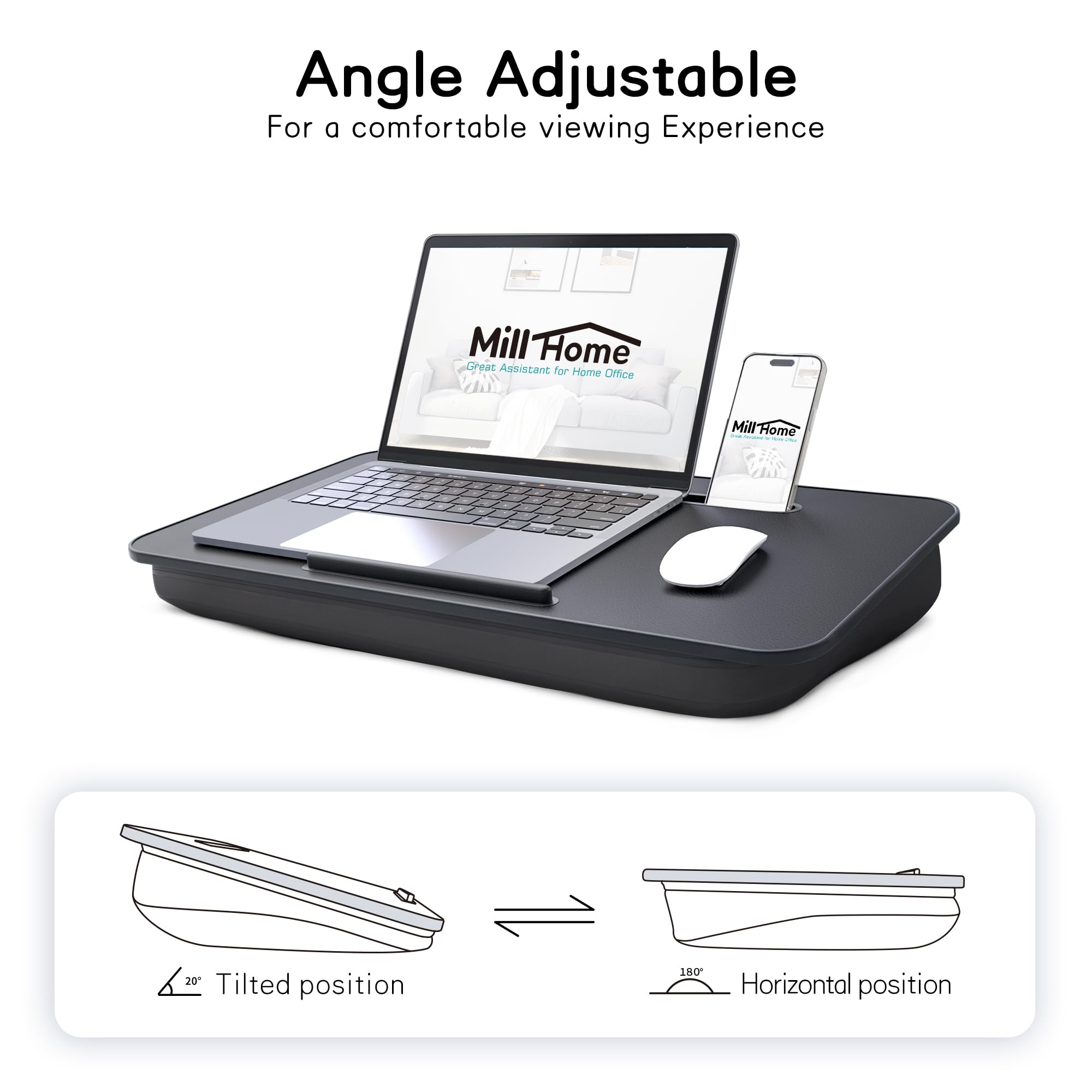 Portable Laptop Lap Desk with Cushion for 17