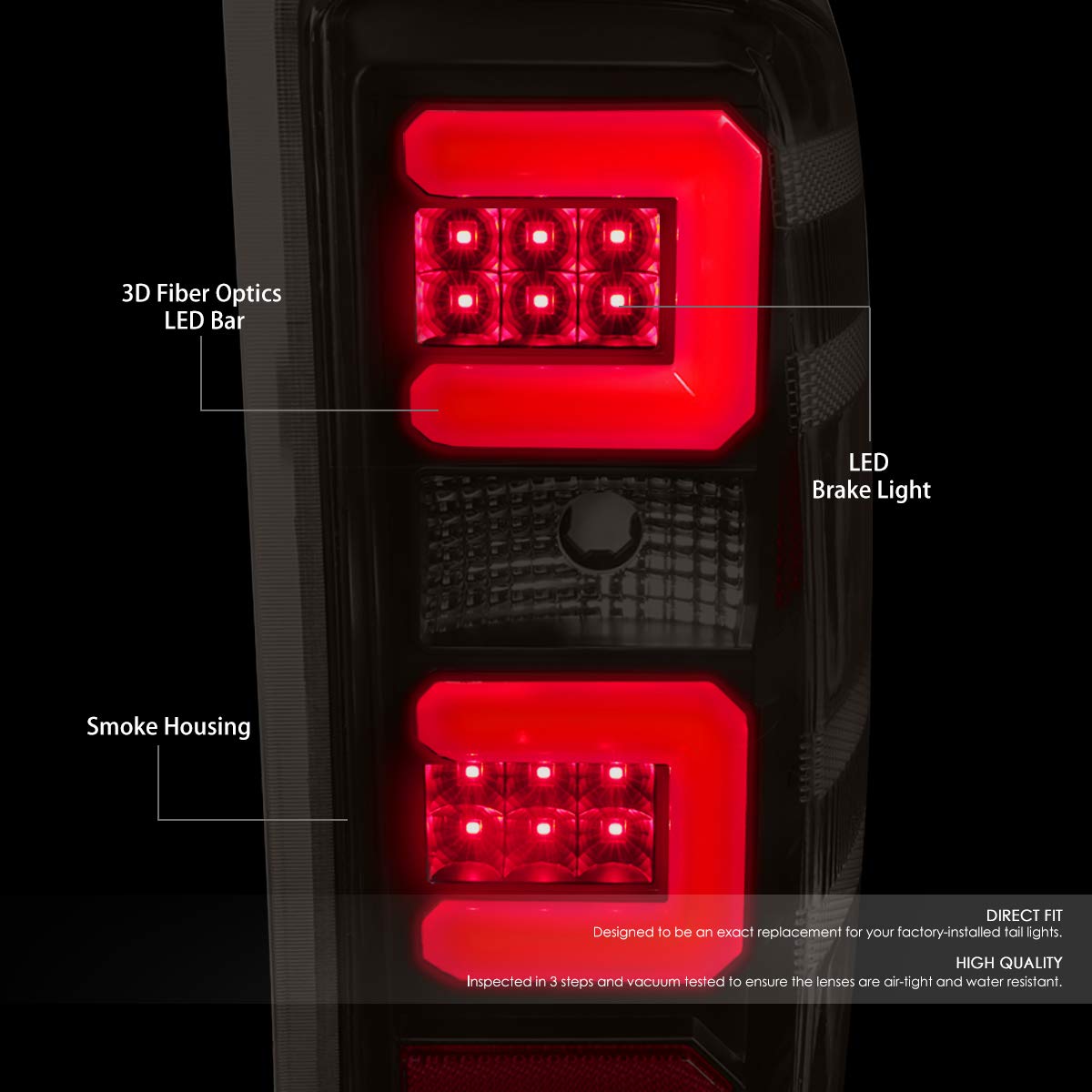Auto Dynasty 3D LED Tail Lights with Third Brake Light - Compatible with Chevy Silverado 2014-2019, Black Housing Smoke Lens - Enhanced Visibility & Style for Night Driving & Custom Truck Upgrades