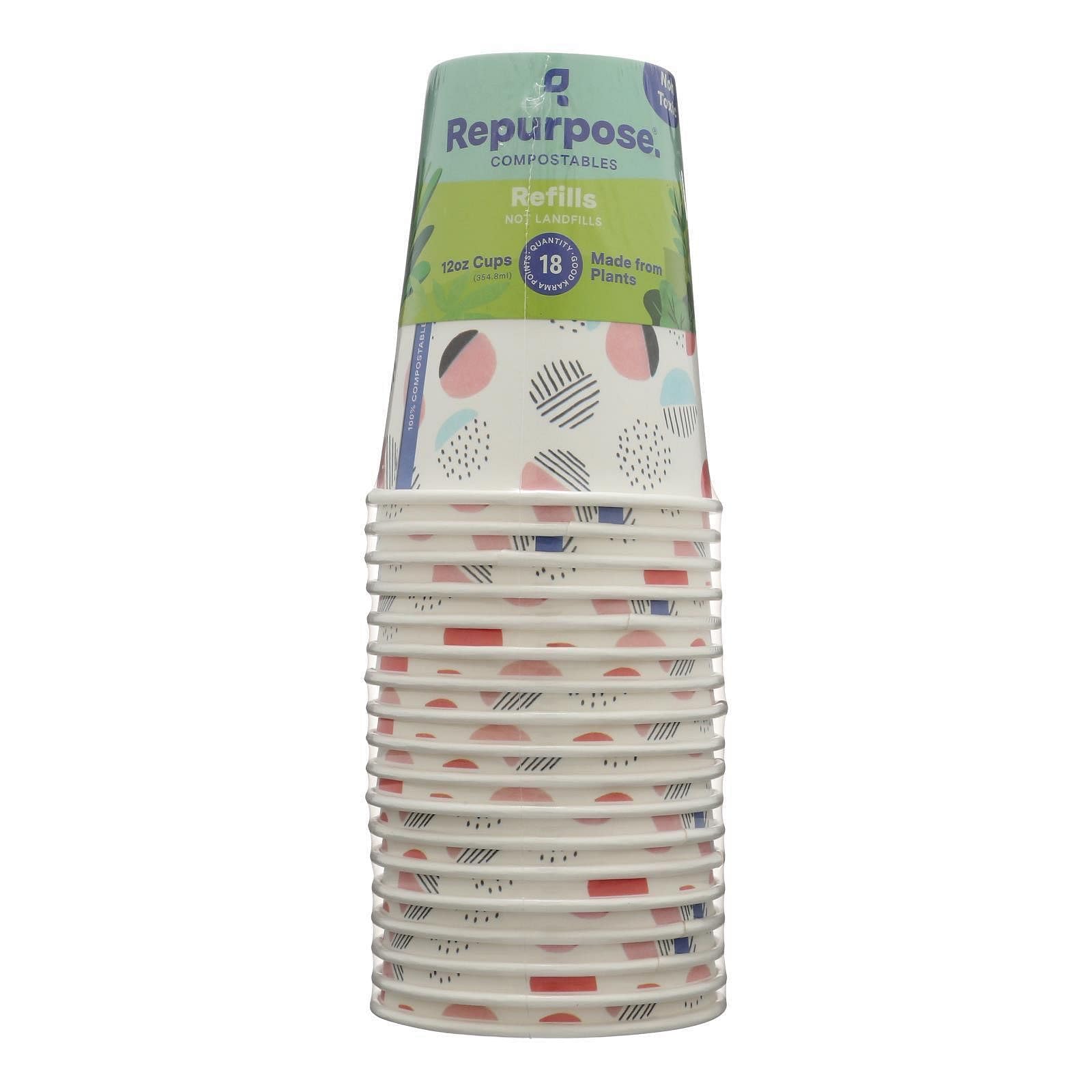 12oz Recyclable Paper Cups - Pack of 18 | Eco-Friendly Disposable Cups for Coffee, Tea & Cold Drinks | Perfect for Parties, Picnics & Office Use
